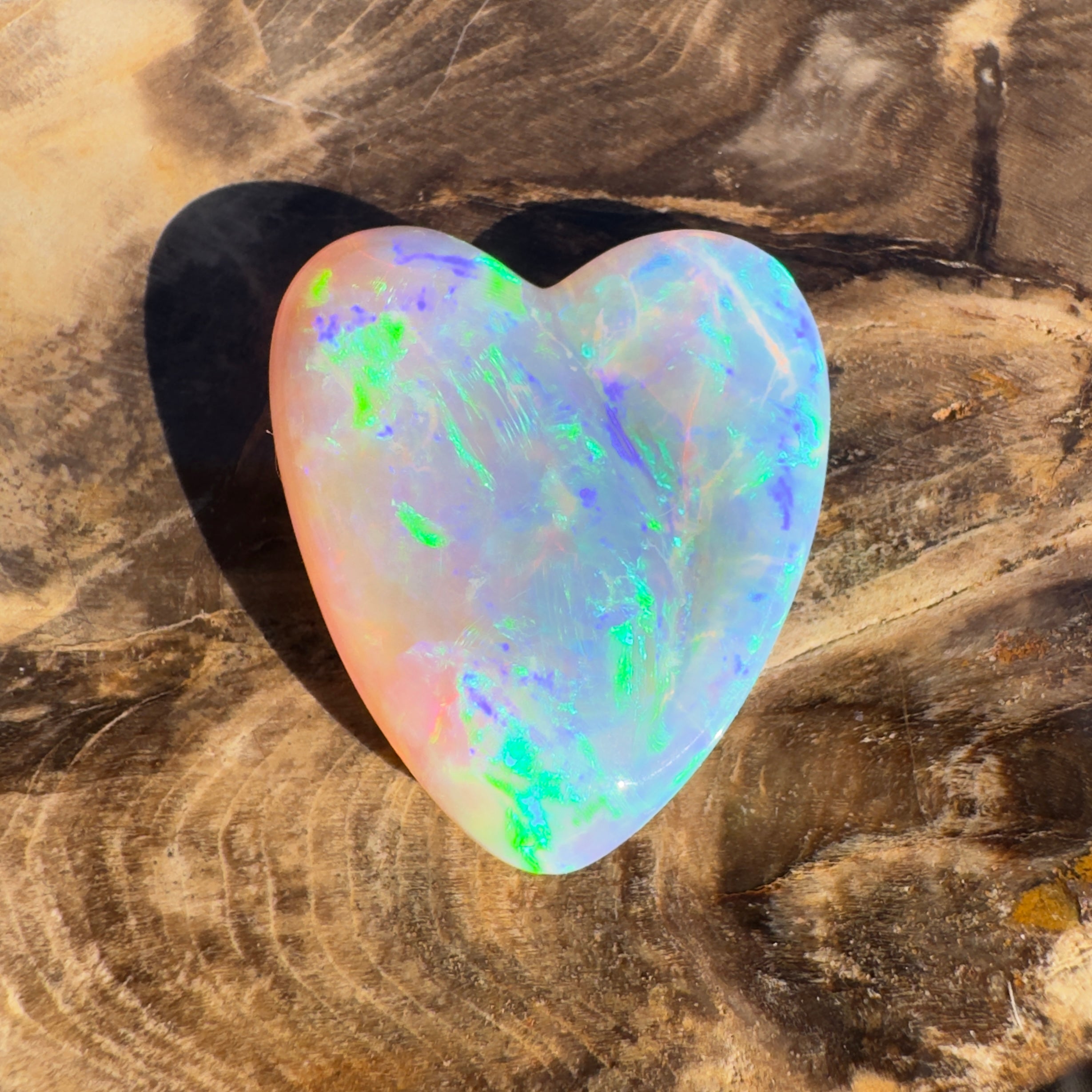 12.6ct Lightning Ridge Crystal Opal Heart | Solid Australian Opal | Hand-Carved