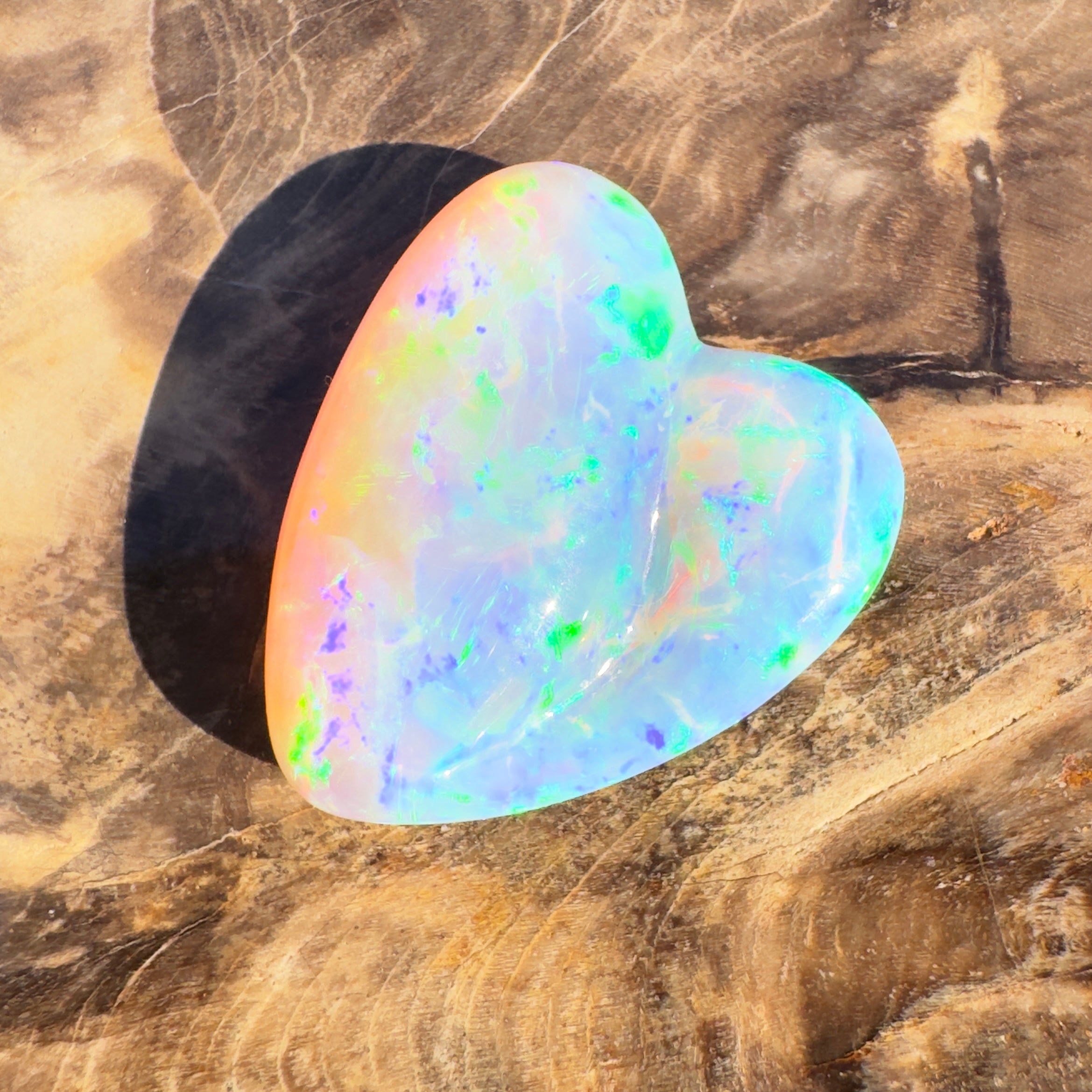 12.6ct Lightning Ridge Crystal Opal Heart | Solid Australian Opal | Hand-Carved