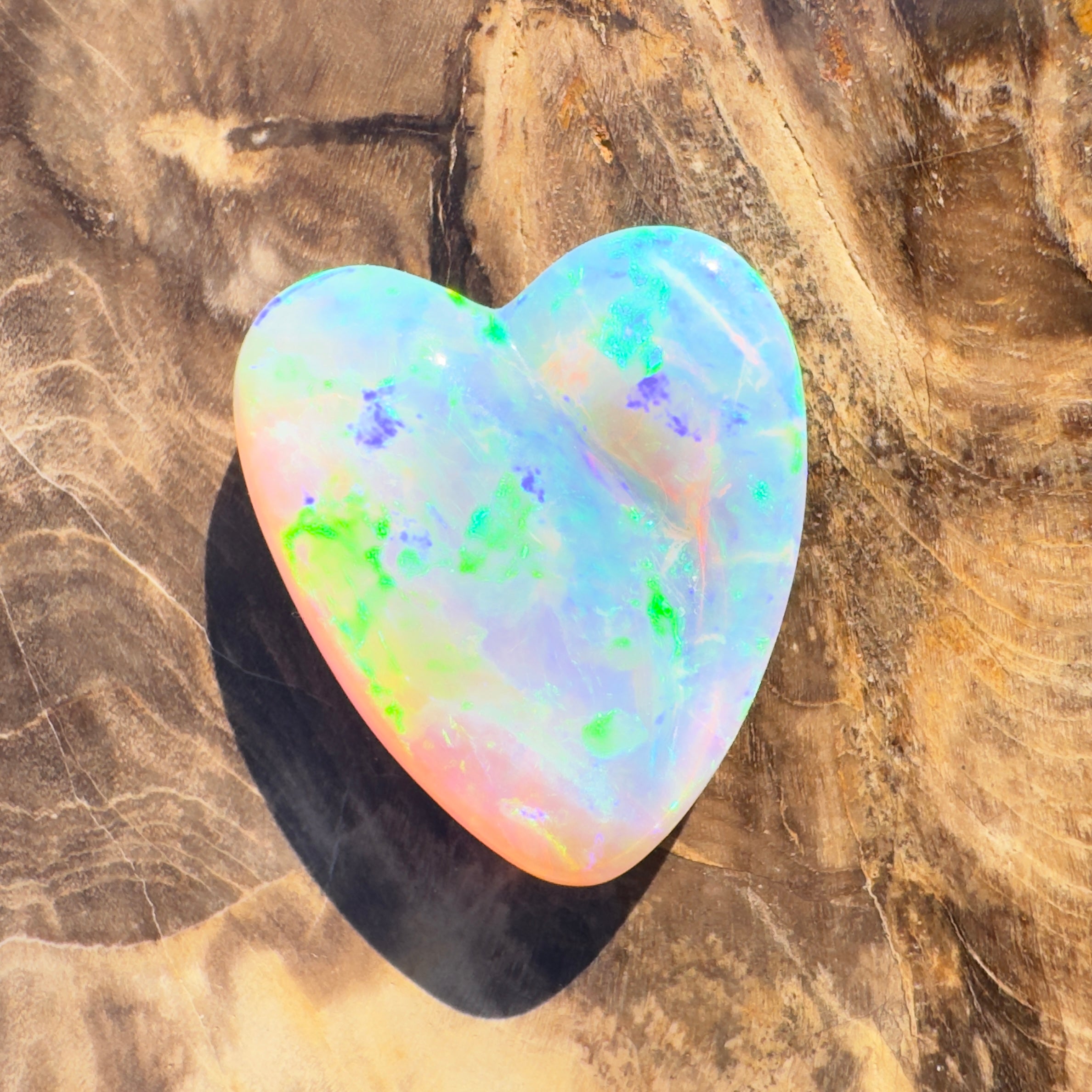 12.6ct Lightning Ridge Crystal Opal Heart | Solid Australian Opal | Hand-Carved
