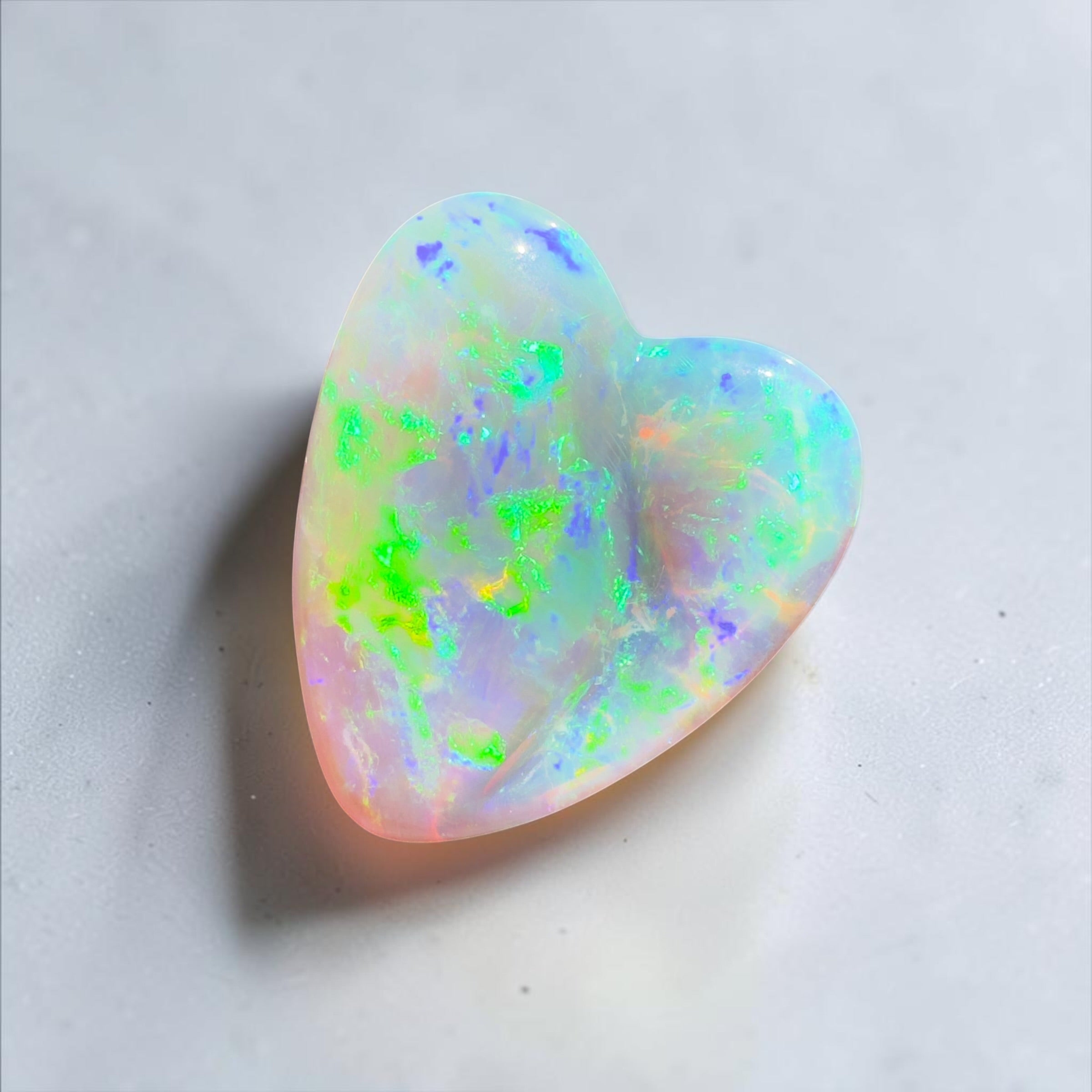 12.6ct Lightning Ridge Crystal Opal Heart | Solid Australian Opal | Hand-Carved