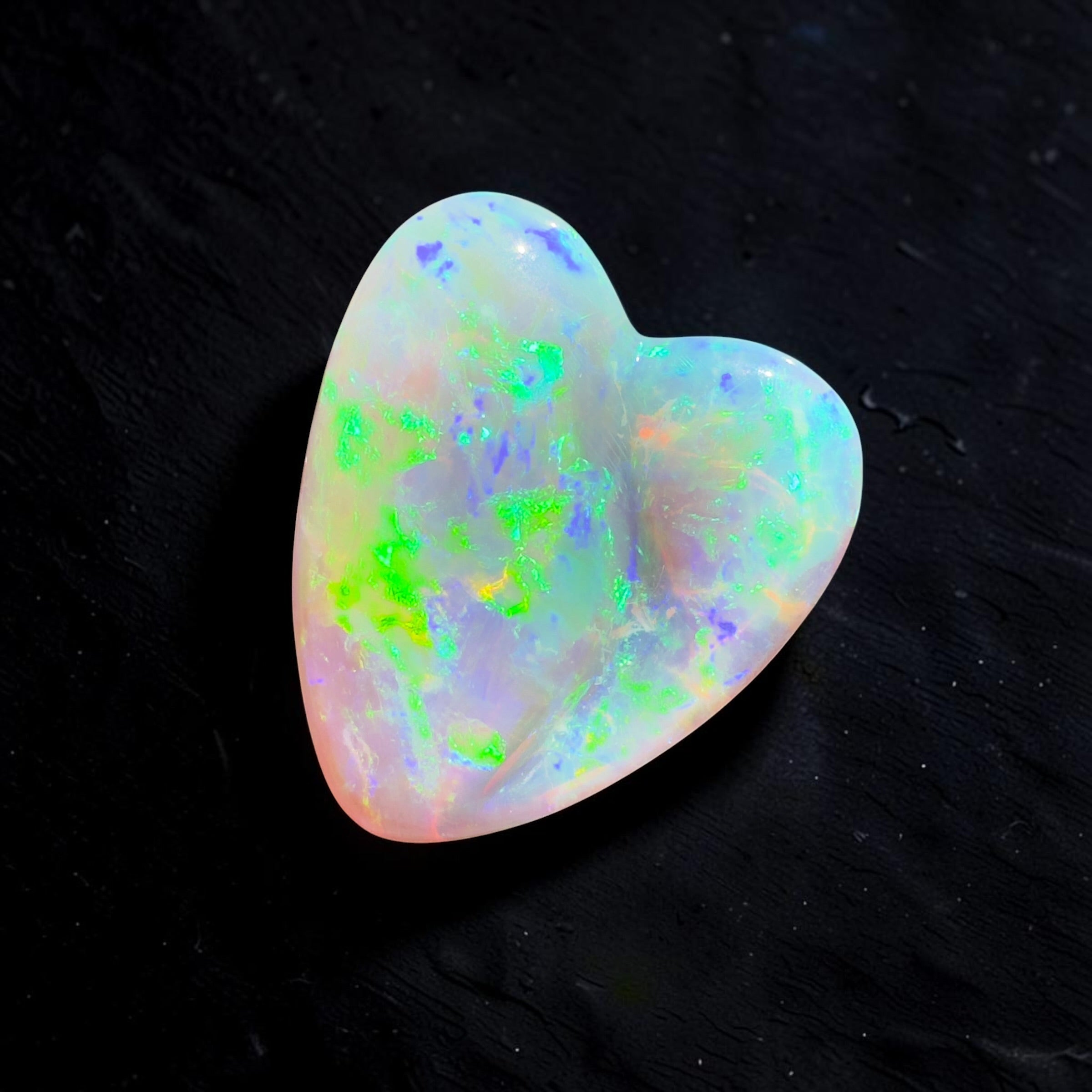 12.6ct Lightning Ridge Crystal Opal Heart | Solid Australian Opal | Hand-Carved