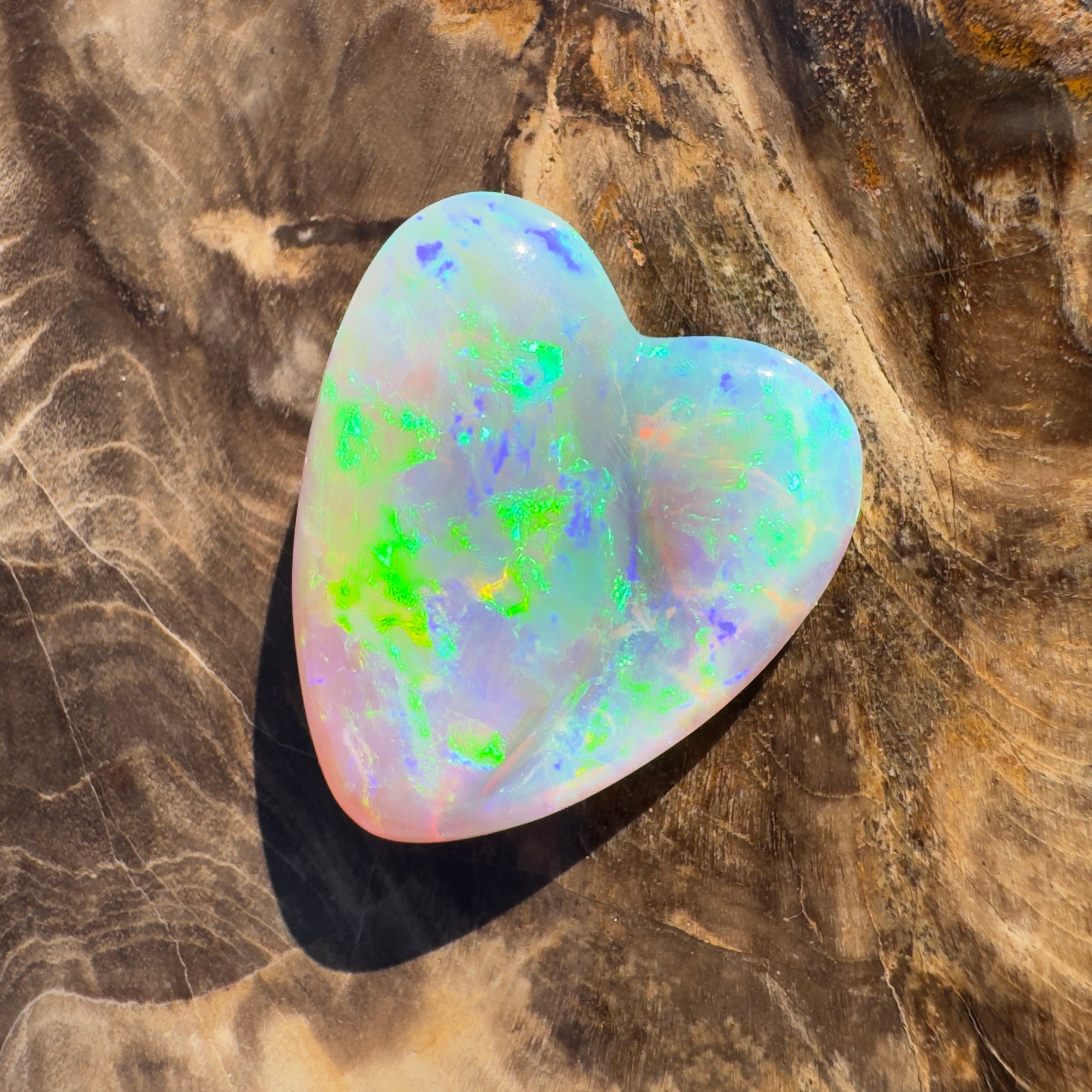 12.6ct Lightning Ridge Crystal Opal Heart | Solid Australian Opal | Hand-Carved