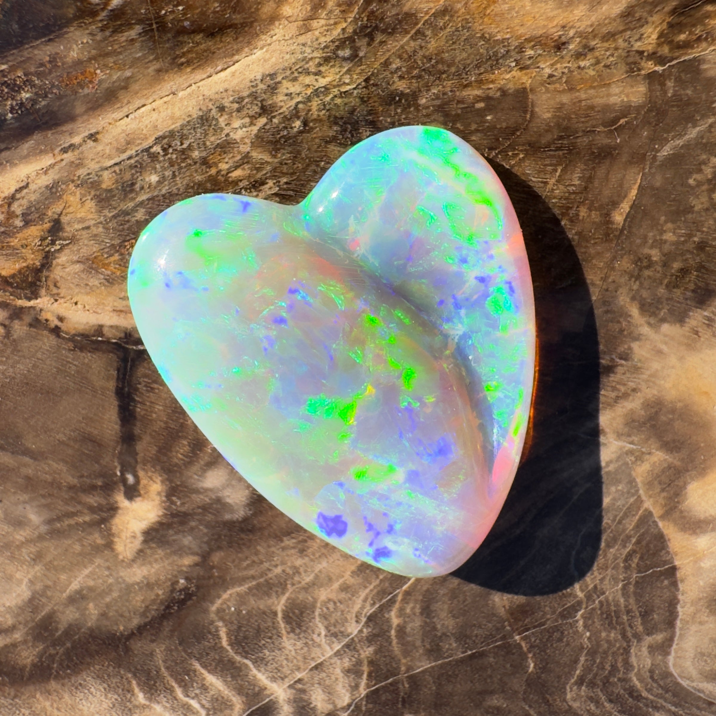 12.6ct Lightning Ridge Crystal Opal Heart | Solid Australian Opal | Hand-Carved