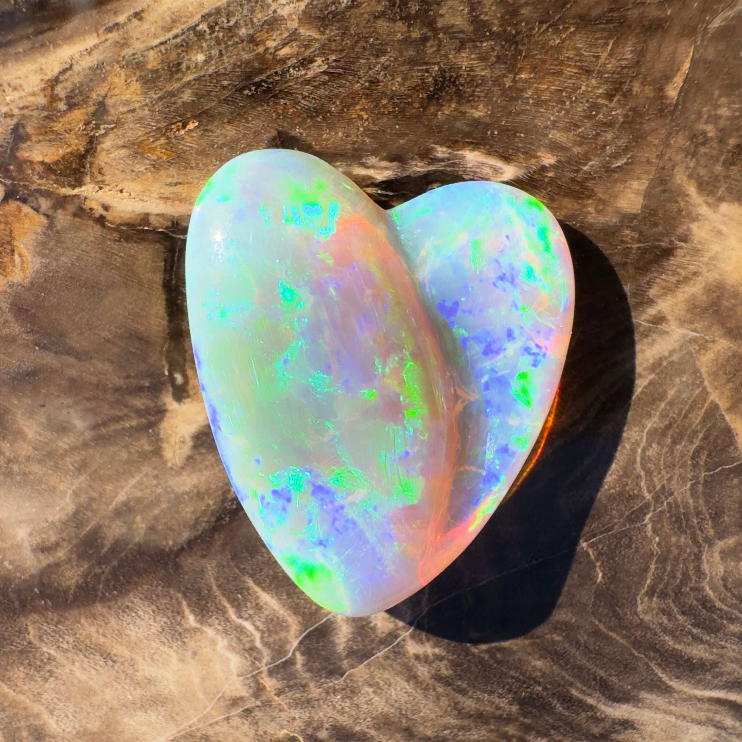 12.6ct Lightning Ridge Crystal Opal Heart | Solid Australian Opal | Hand-Carved