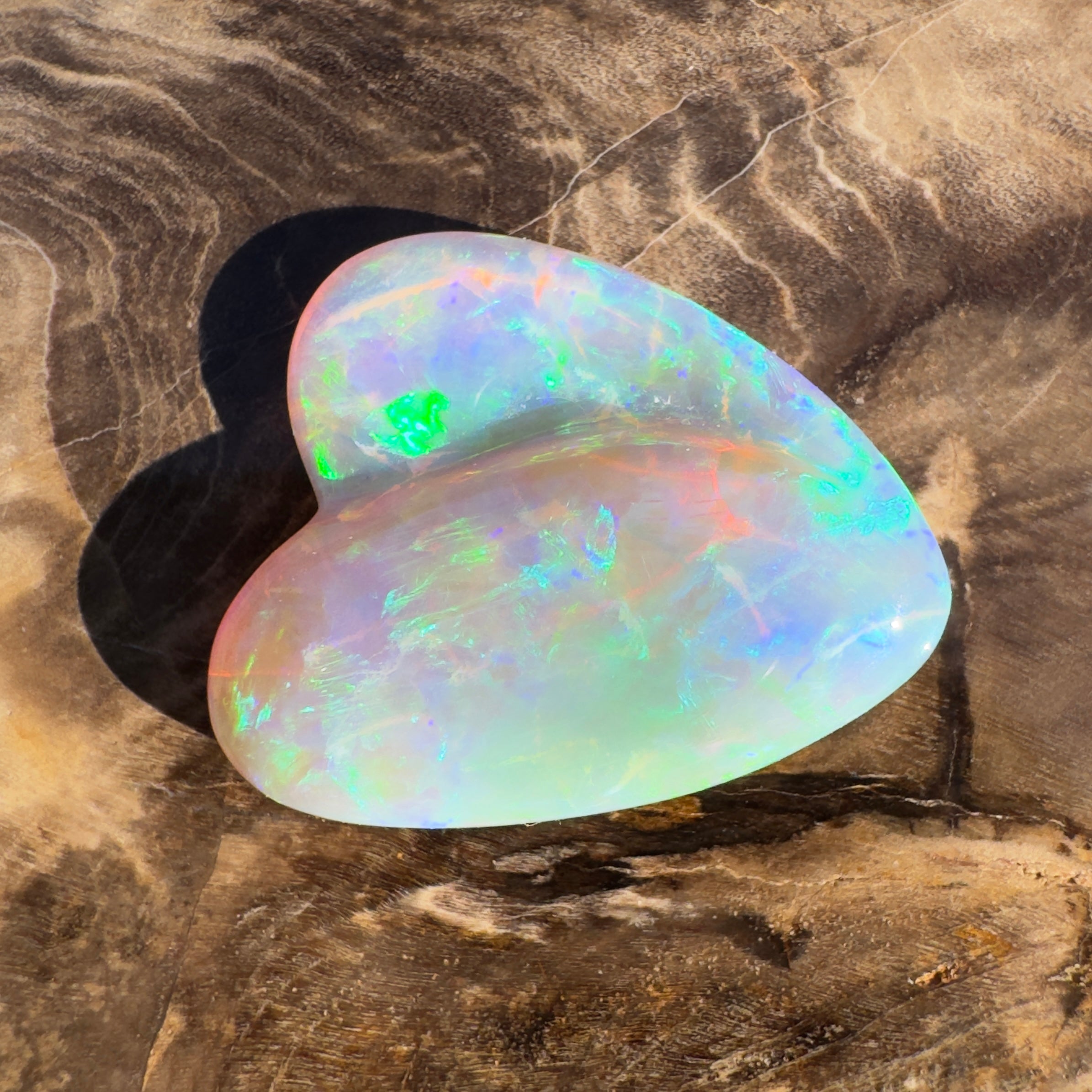 12.6ct Lightning Ridge Crystal Opal Heart | Solid Australian Opal | Hand-Carved
