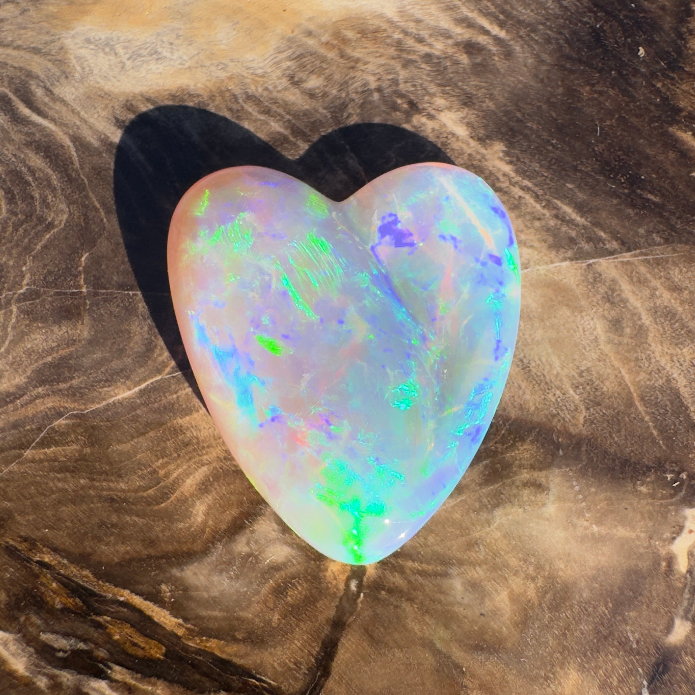 12.6ct Lightning Ridge Crystal Opal Heart | Solid Australian Opal | Hand-Carved