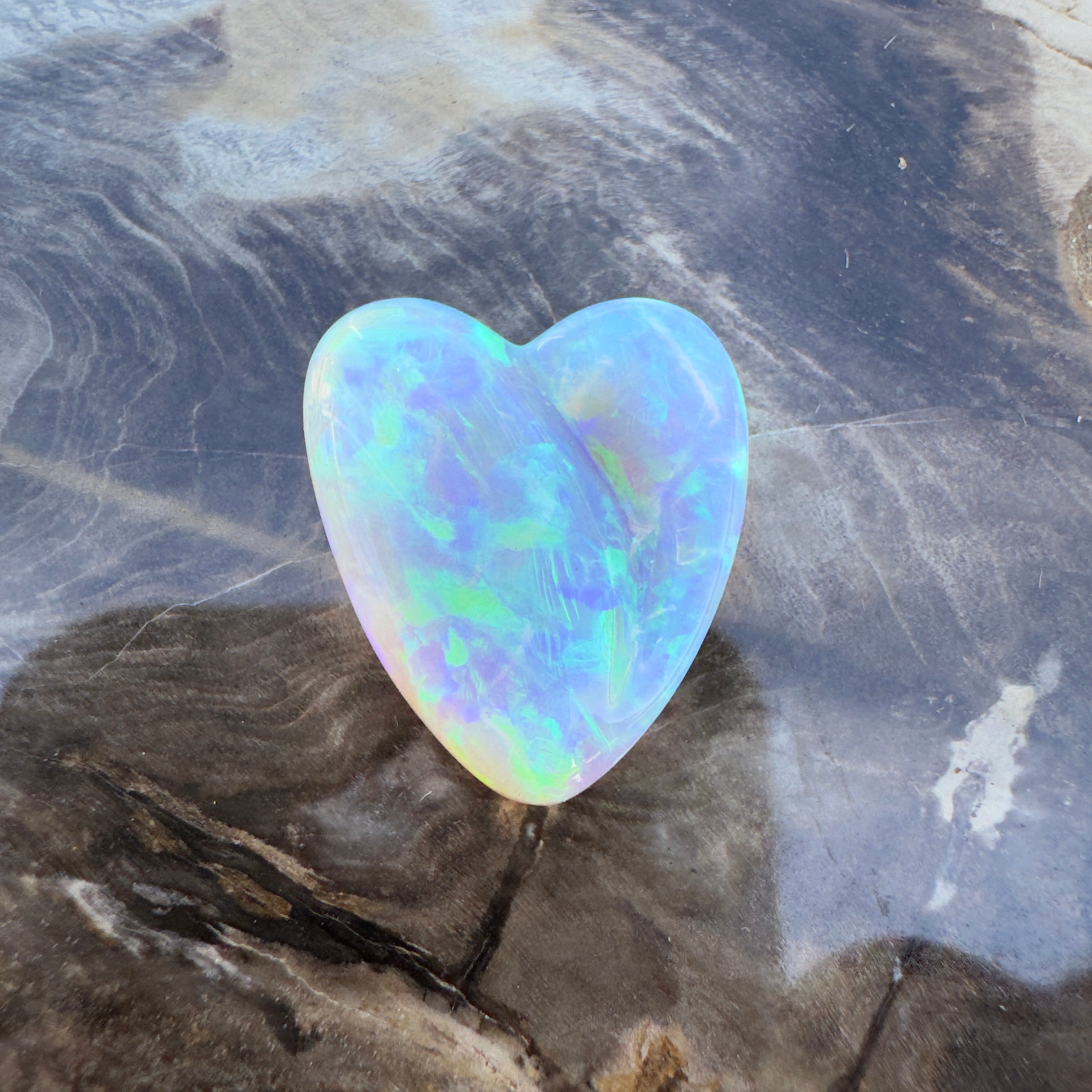 12.6ct Lightning Ridge Crystal Opal Heart | Solid Australian Opal | Hand-Carved