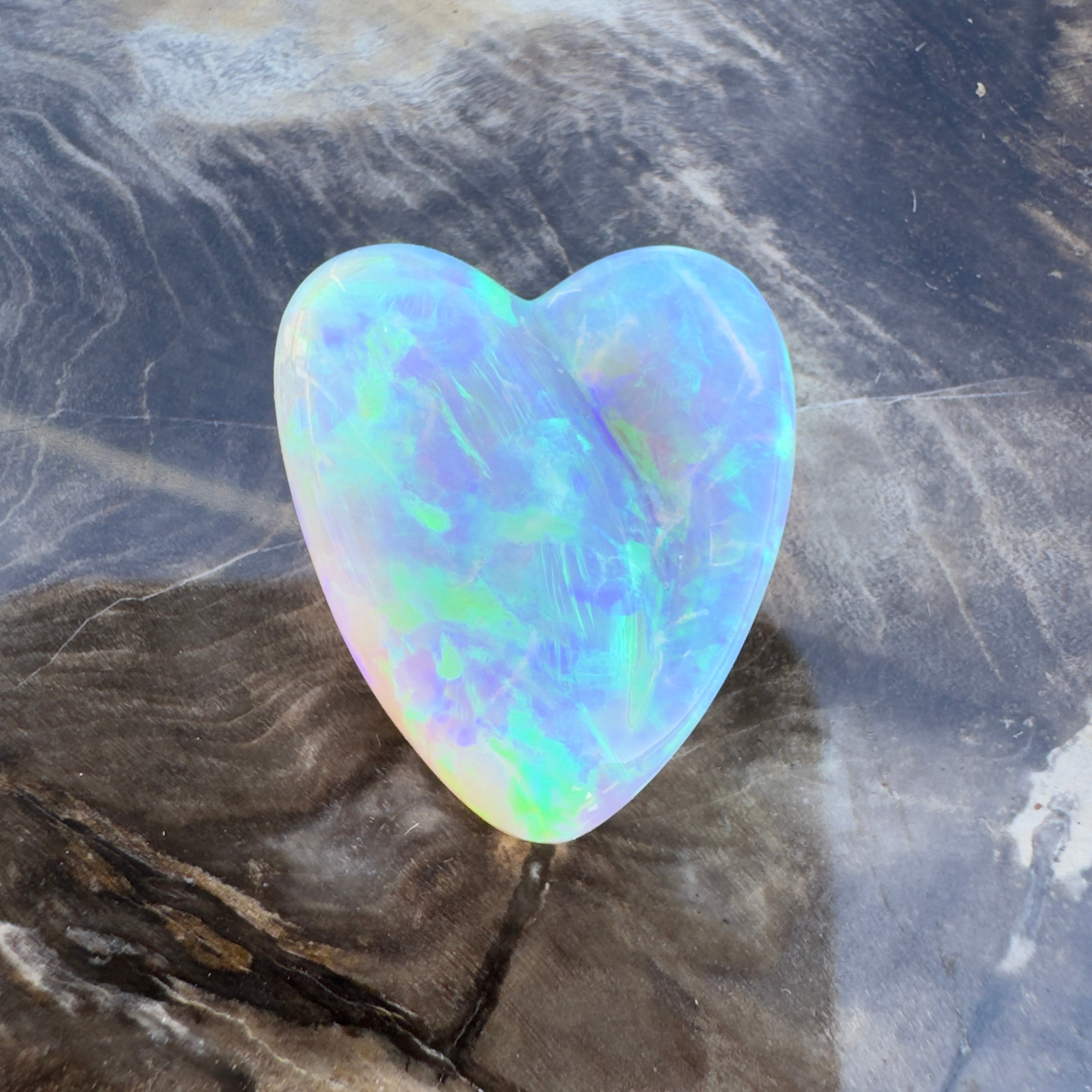 12.6ct Lightning Ridge Crystal Opal Heart | Solid Australian Opal | Hand-Carved