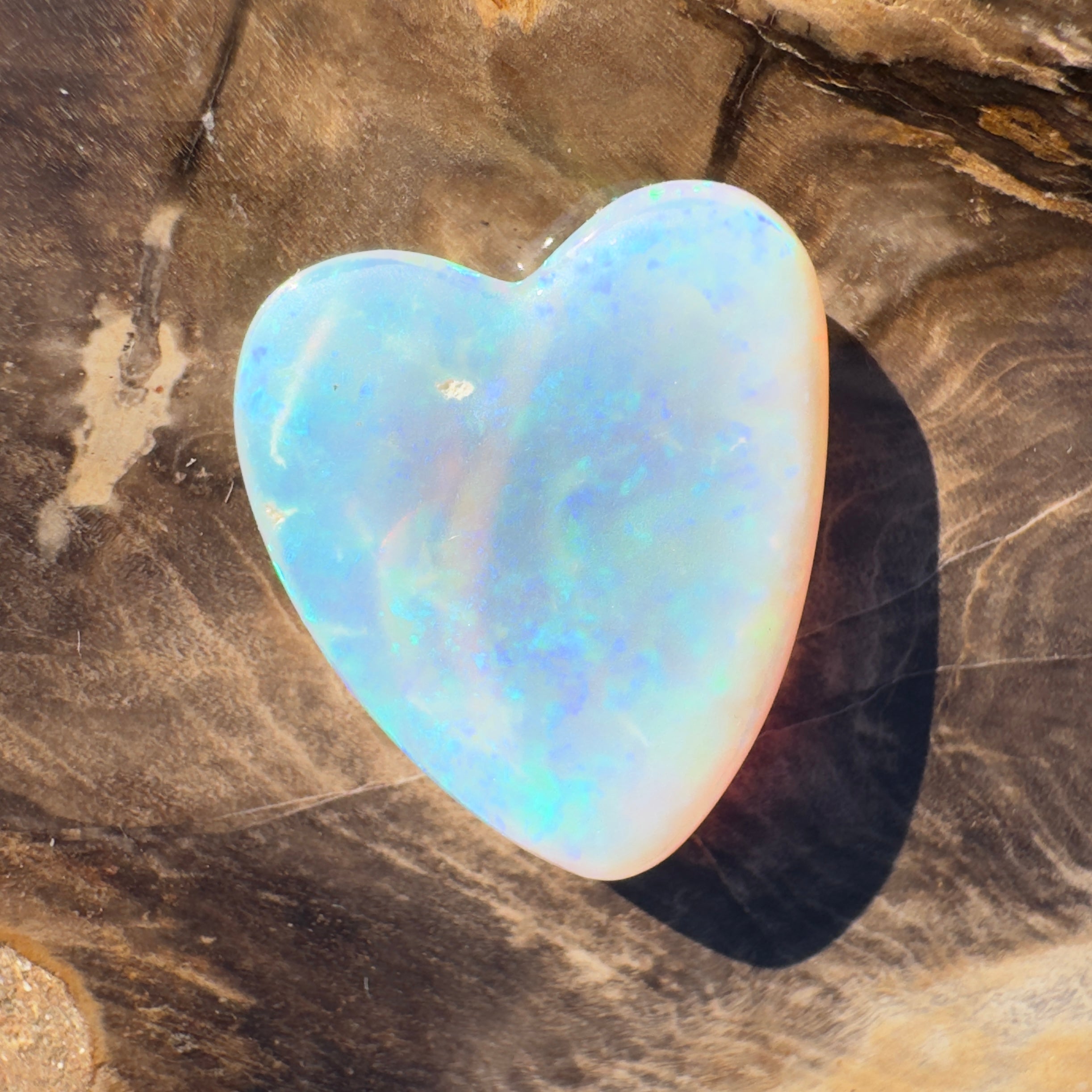 12.6ct Lightning Ridge Crystal Opal Heart | Solid Australian Opal | Hand-Carved