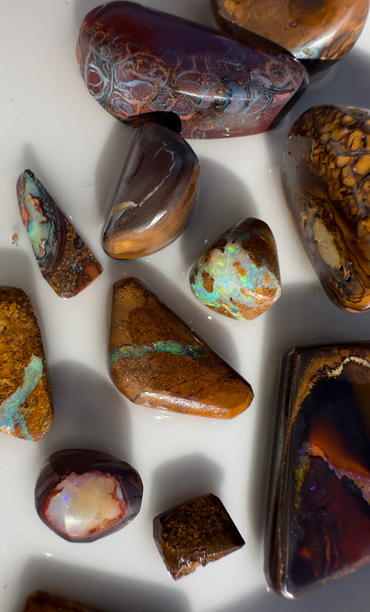 Yowah Nut and Koroit Queensland Boulder Opal Hand-Cut Rub Parcel 233carats | Iona Opal Australia