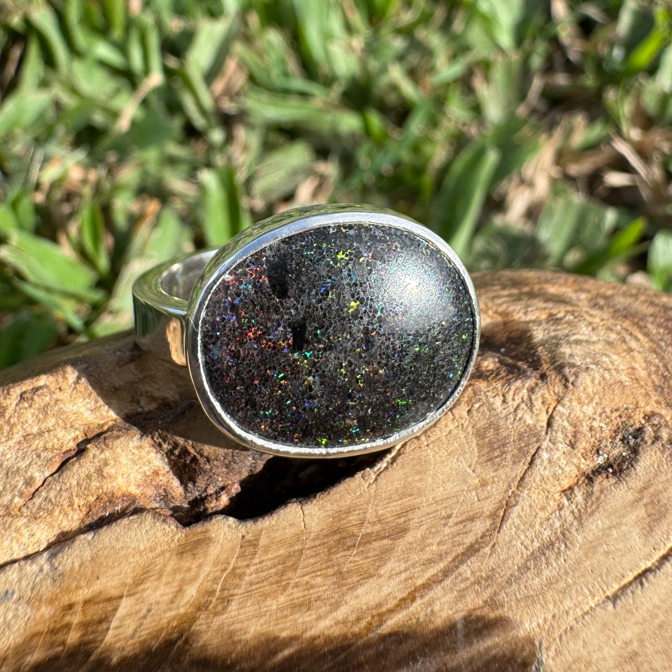 6.9ct Solid Andamooka Matrix Opal Ring 'Stardust Summer' | 925 Sterling Silver | Solid Australian Opal