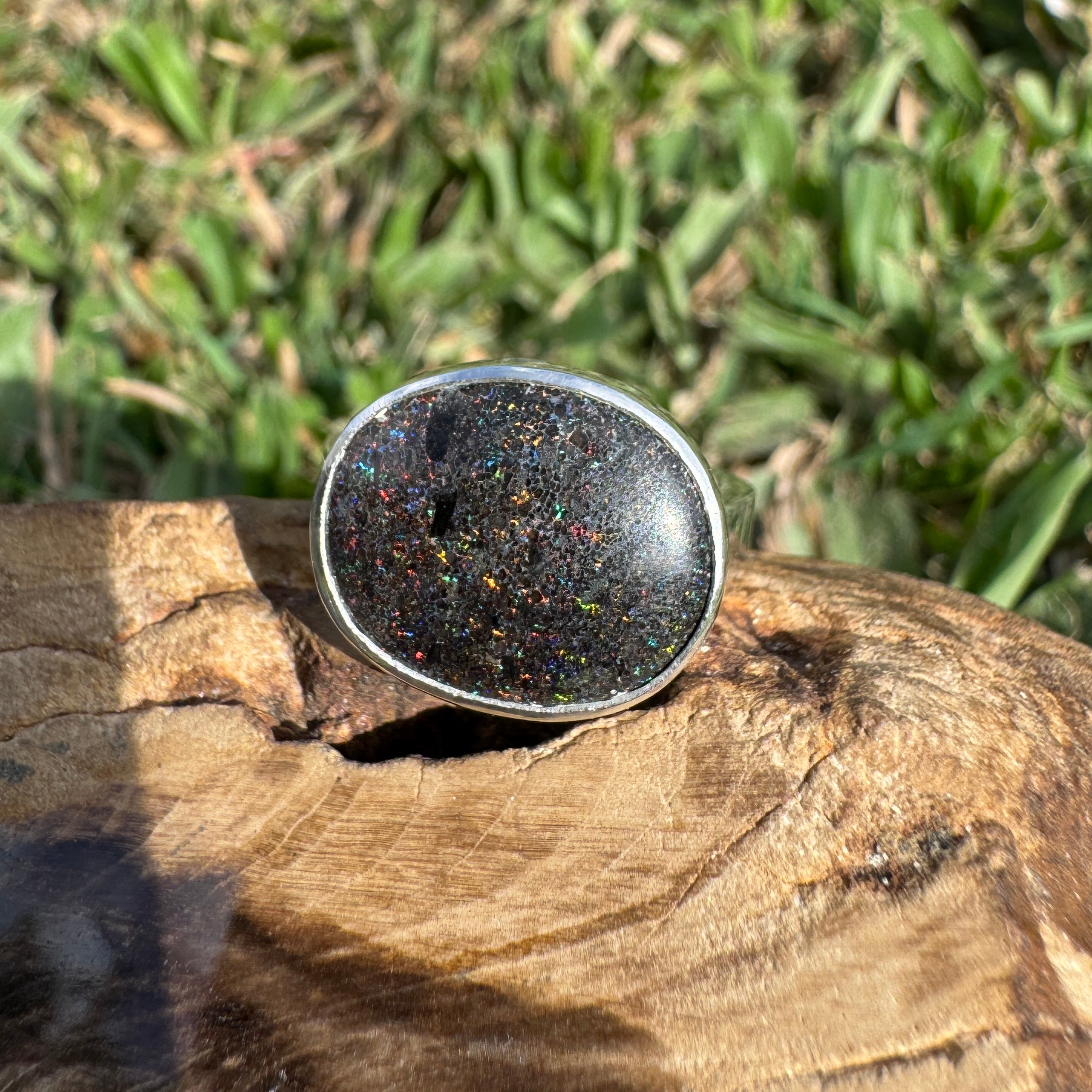 6.9ct Solid Andamooka Matrix Opal Ring 'Stardust Summer' | 925 Sterling Silver | Solid Australian Opal