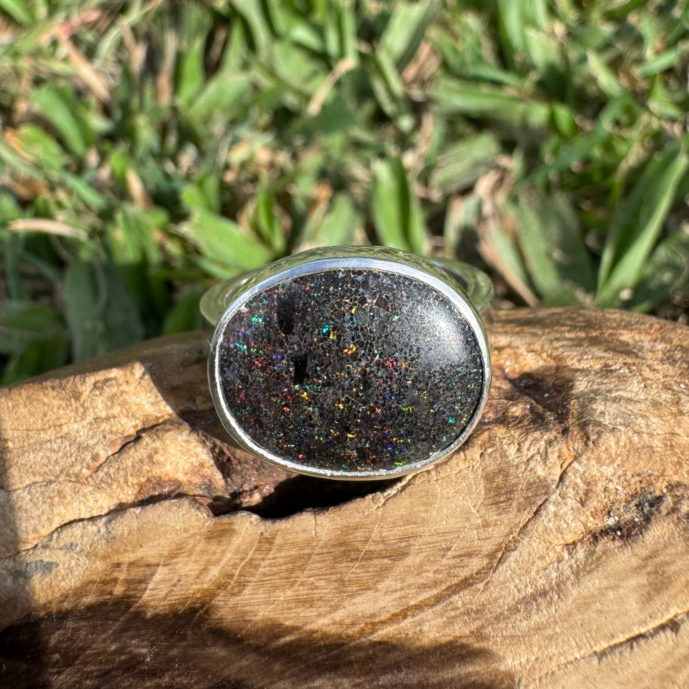 6.9ct Solid Andamooka Matrix Opal Ring 'Stardust Summer' | 925 Sterling Silver | Solid Australian Opal