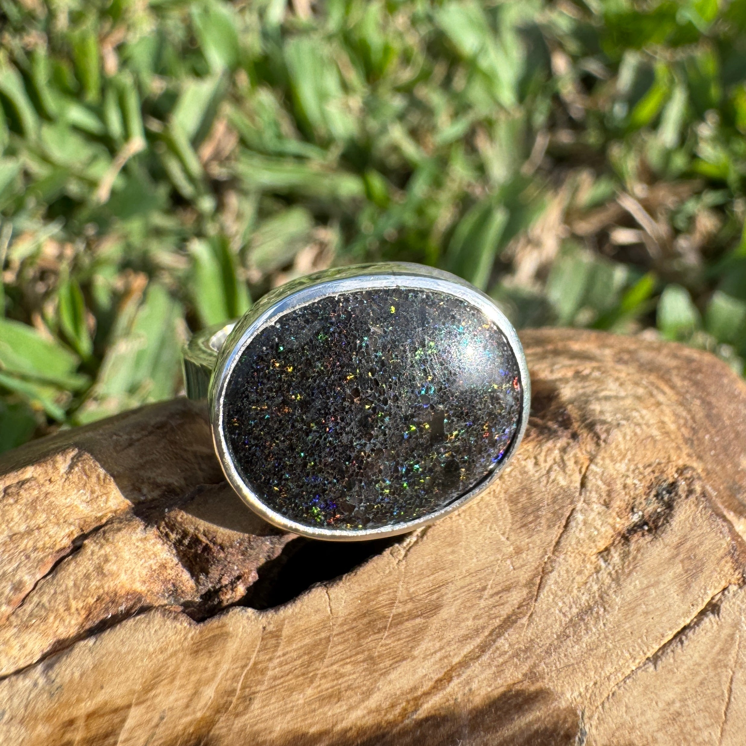 6.9ct Solid Andamooka Matrix Opal Ring 'Stardust Summer' | 925 Sterling Silver | Solid Australian Opal