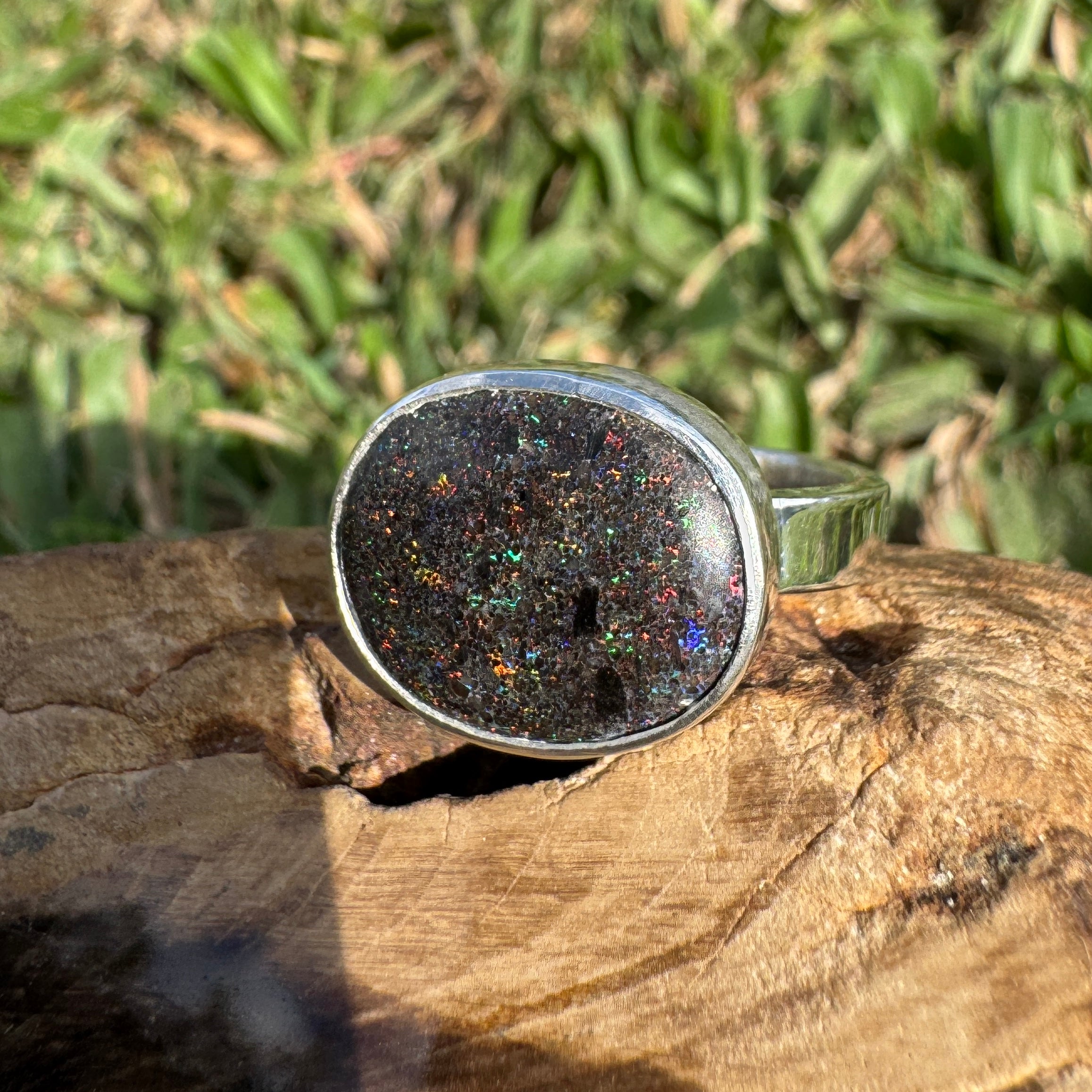 6.9ct Solid Andamooka Matrix Opal Ring 'Stardust Summer' | 925 Sterling Silver | Solid Australian Opal