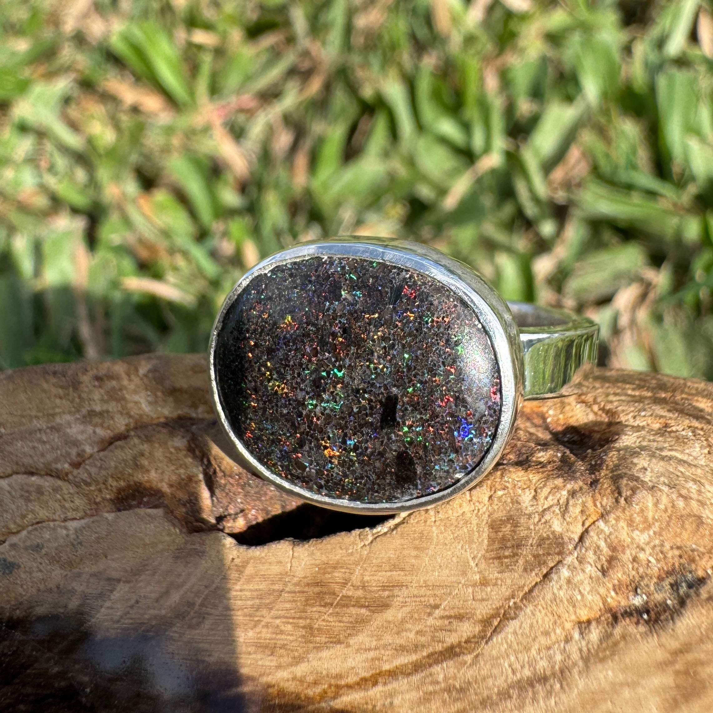 6.9ct Solid Andamooka Matrix Opal Ring 'Stardust Summer' | 925 Sterling Silver | Solid Australian Opal
