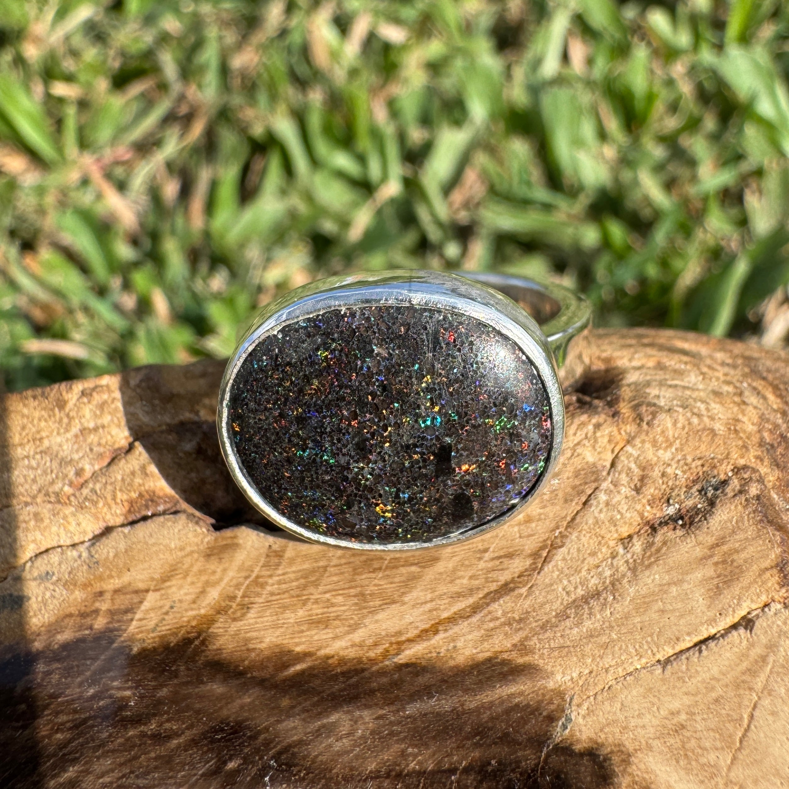 6.9ct Solid Andamooka Matrix Opal Ring 'Stardust Summer' | 925 Sterling Silver | Solid Australian Opal