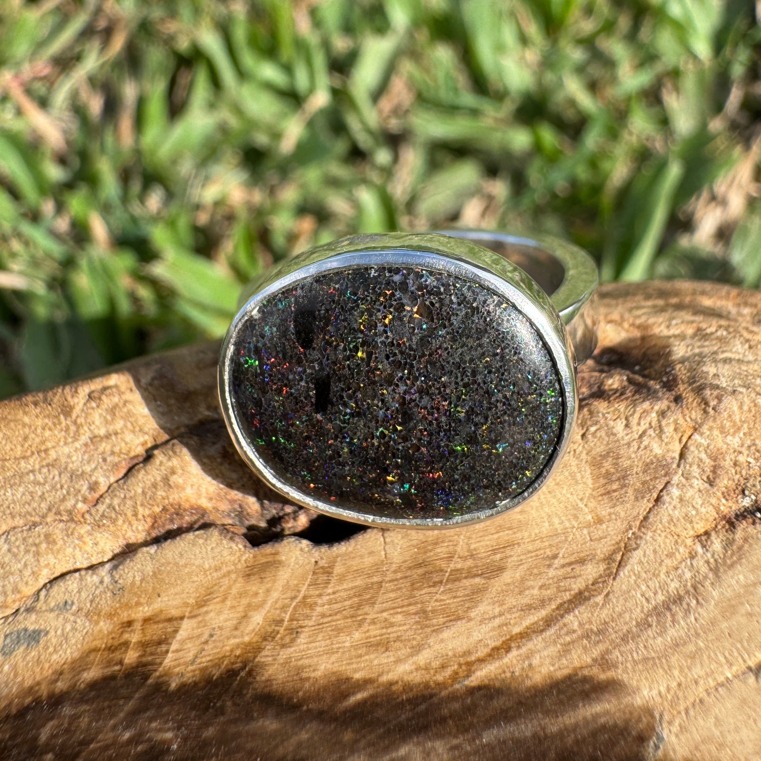 6.9ct Solid Andamooka Matrix Opal Ring 'Stardust Summer' | 925 Sterling Silver | Solid Australian Opal