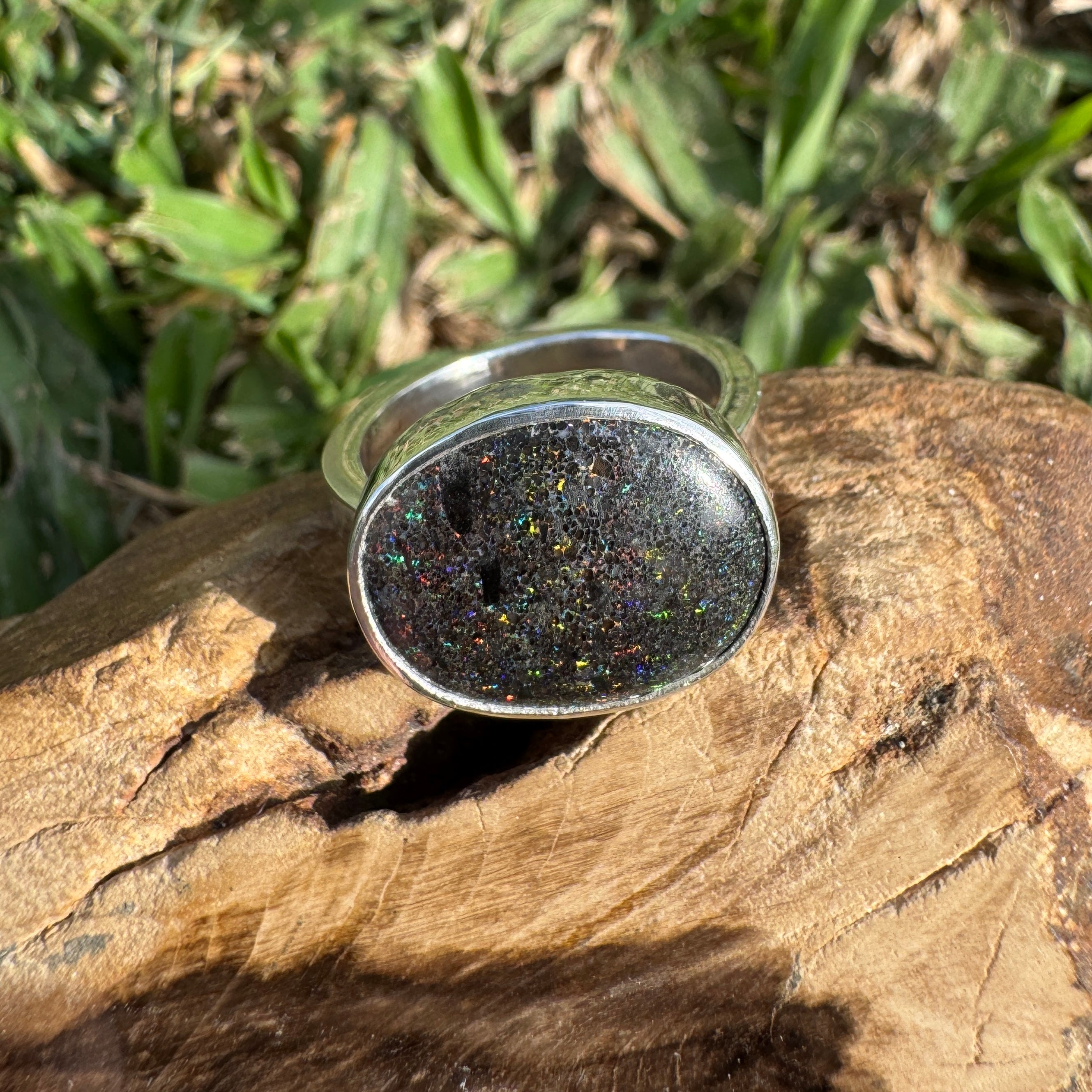 6.9ct Solid Andamooka Matrix Opal Ring 'Stardust Summer' | 925 Sterling Silver | Solid Australian Opal