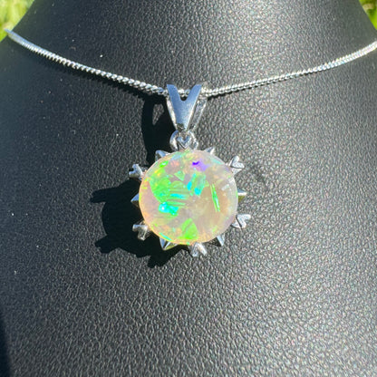 2.5ct Solid Lightning Ridge Opal Sterling Silver Pendant