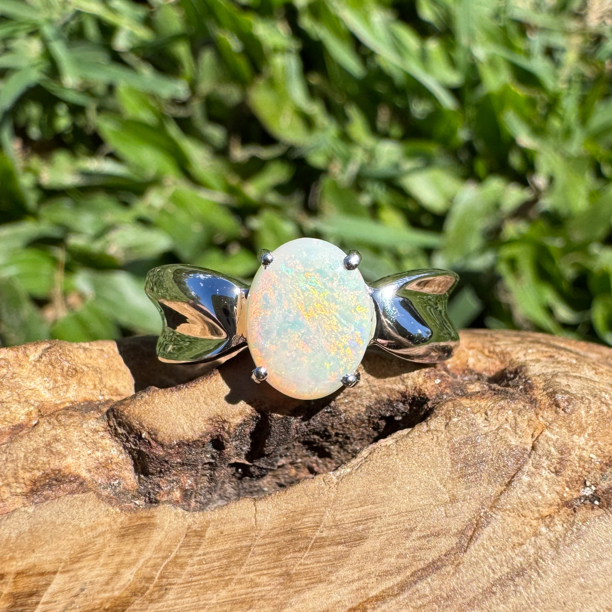 1ct Coober Pedy Opal Ring ~ 'Wyperfeld Ember' | 925 Sterling Silver | Solid Australian Opal