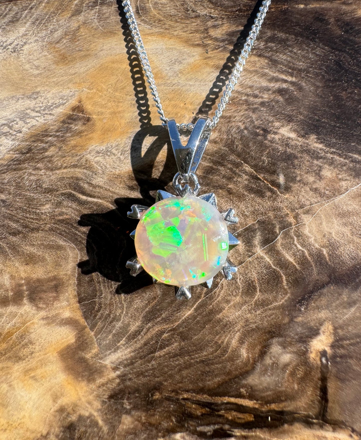 2.5ct Solid Lightning Ridge Opal Sterling Silver Pendant