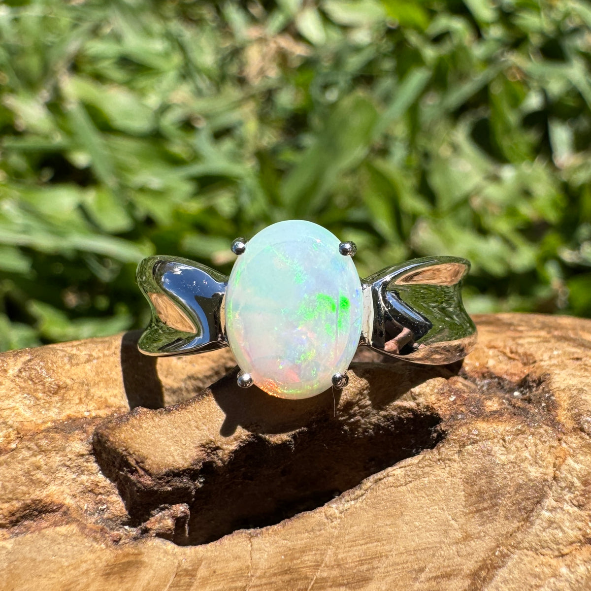 1ct Coober Pedy Opal Ring ~ 'Gippsland Lights' | 925 Sterling Silver | Solid Australian Opal