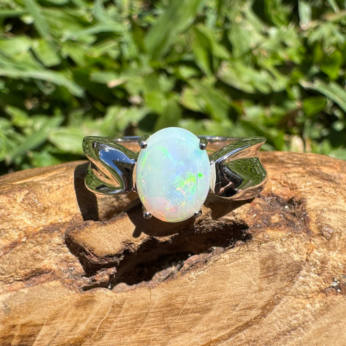 1ct Coober Pedy Opal Ring ~ 'Gippsland Lights' | 925 Sterling Silver | Solid Australian Opal