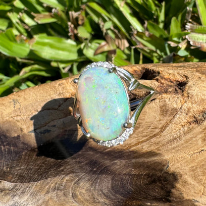 Handcrafted 2.4ct Solid Lighting Ridge Opal Sterling Silver Ring