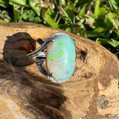 Handcrafted 2.4ct Solid Lighting Ridge Opal Sterling Silver Ring