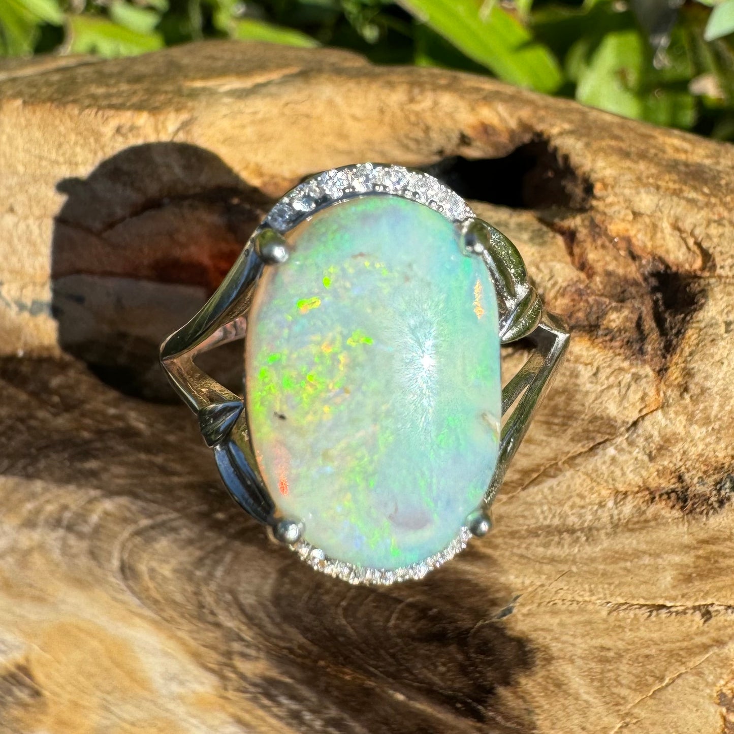 Handcrafted 2.4ct Solid Lighting Ridge Opal Sterling Silver Ring