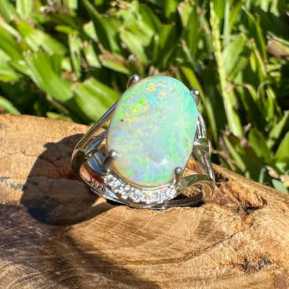 Handcrafted 2.4ct Solid Lighting Ridge Opal Sterling Silver Ring