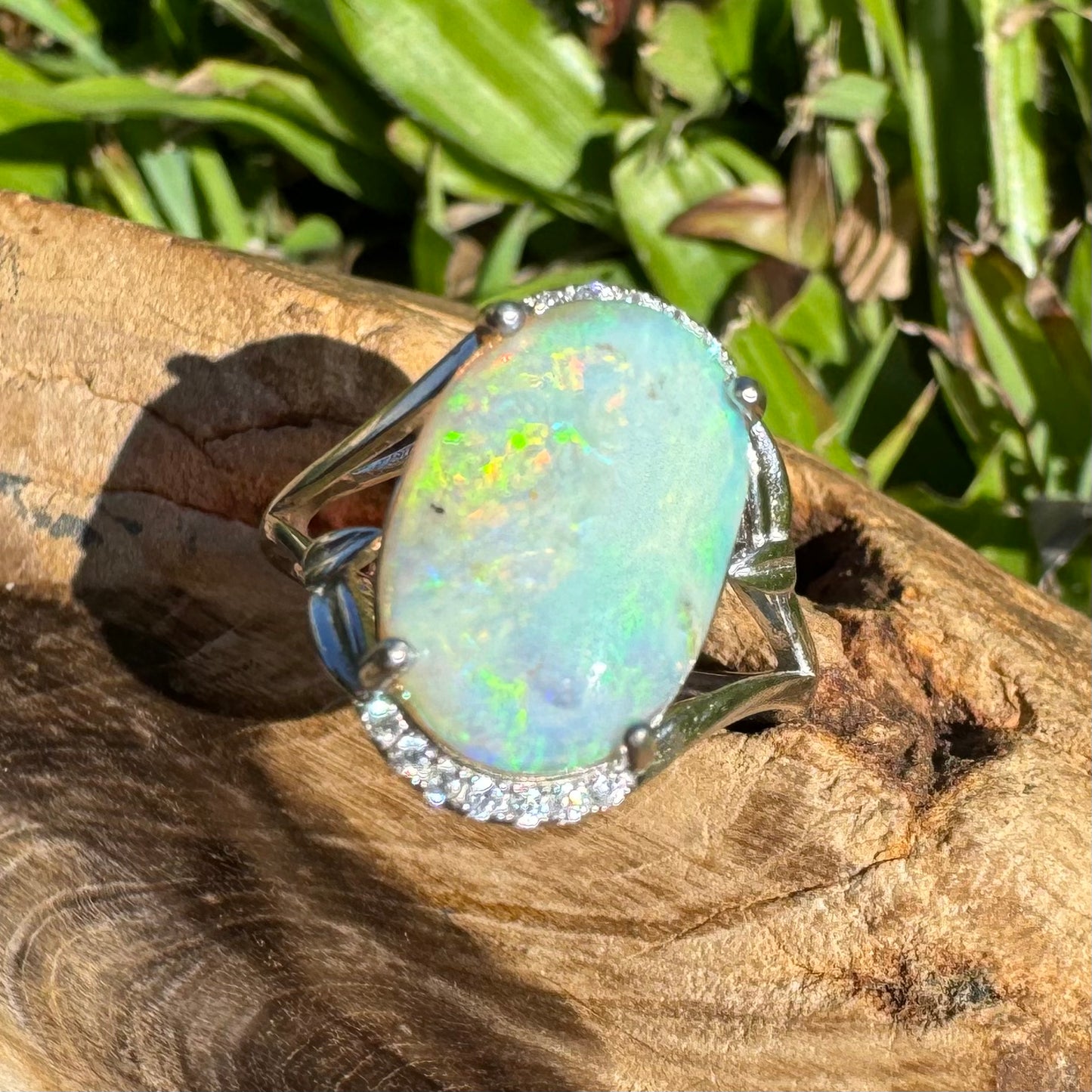 Handcrafted 2.4ct Solid Lighting Ridge Opal Sterling Silver Ring