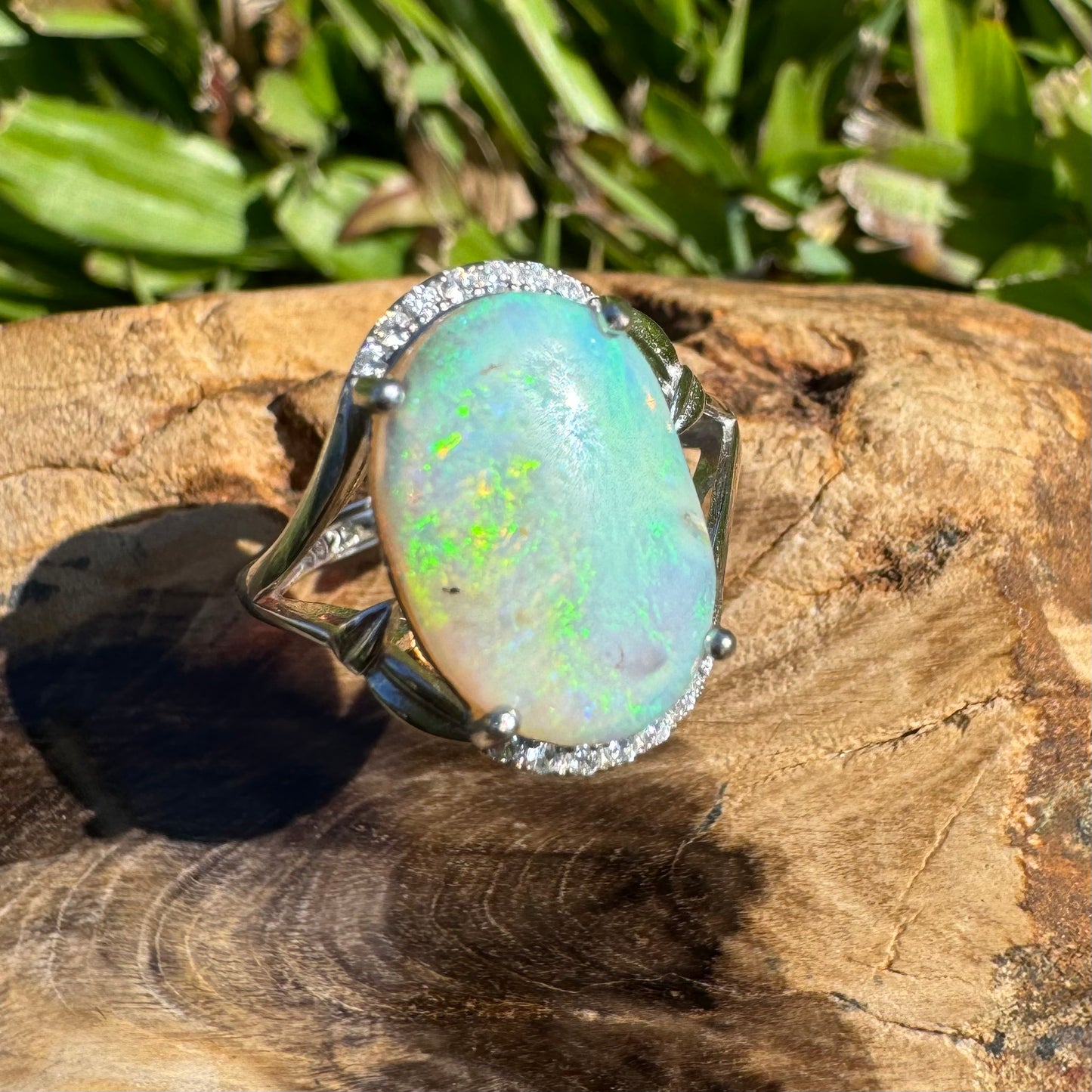 Handcrafted 2.4ct Solid Lighting Ridge Opal Sterling Silver Ring