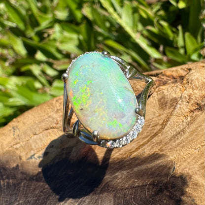 Handcrafted 2.4ct Solid Lighting Ridge Opal Sterling Silver Ring