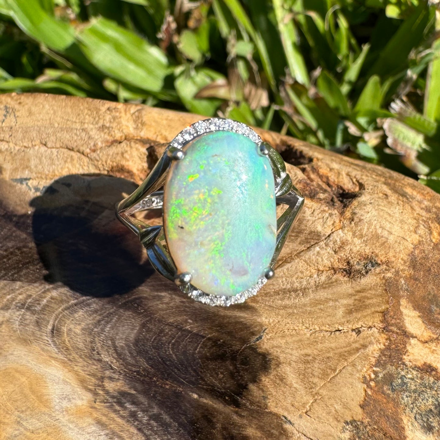 Handcrafted 2.4ct Solid Lighting Ridge Opal Sterling Silver Ring