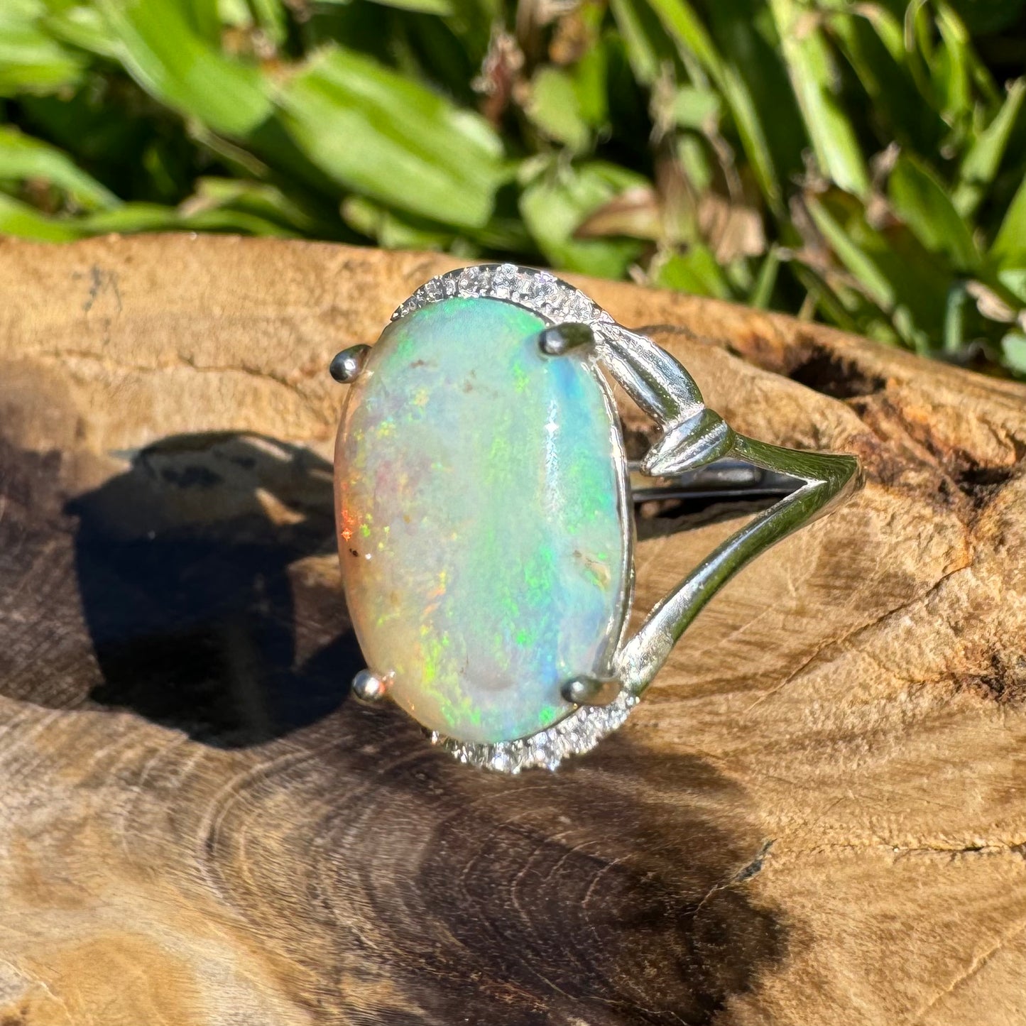 Handcrafted 2.4ct Solid Lighting Ridge Opal Sterling Silver Ring