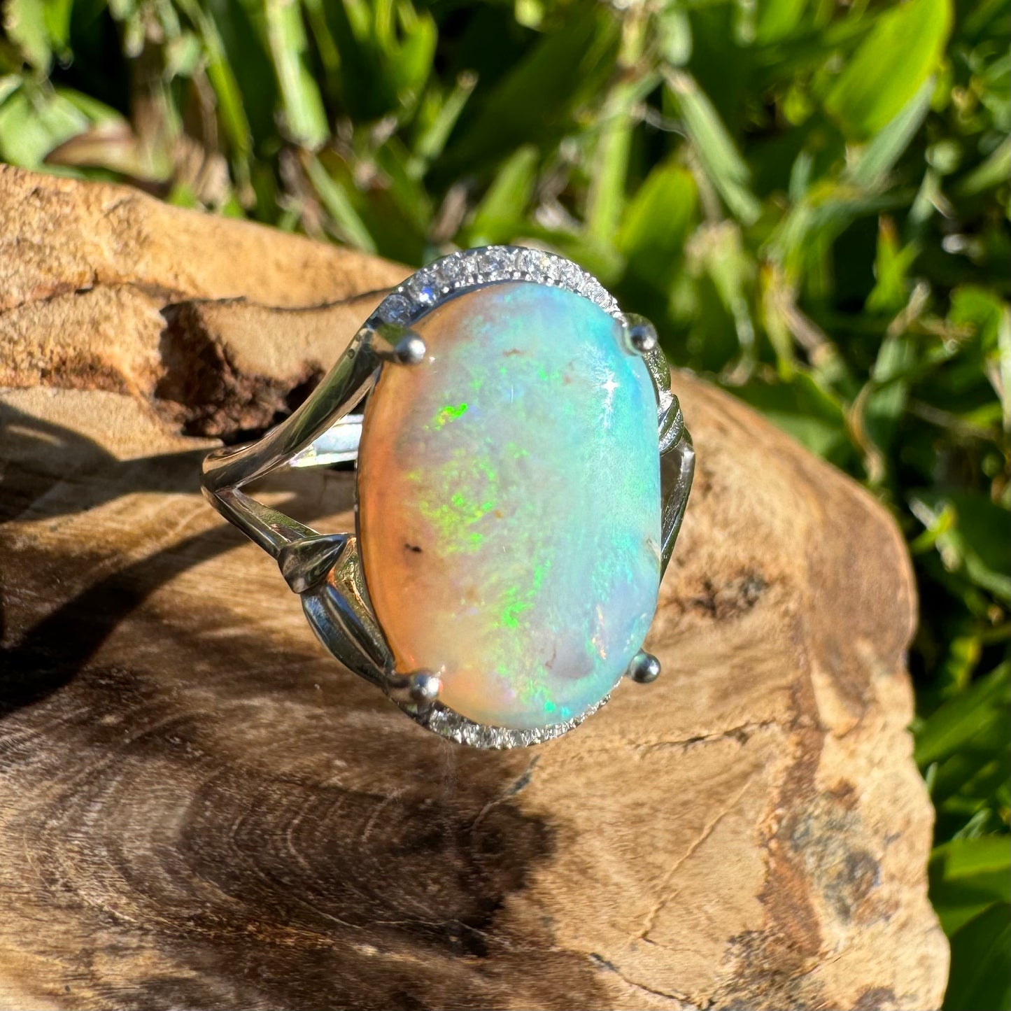 Handcrafted 2.4ct Solid Lighting Ridge Opal Sterling Silver Ring