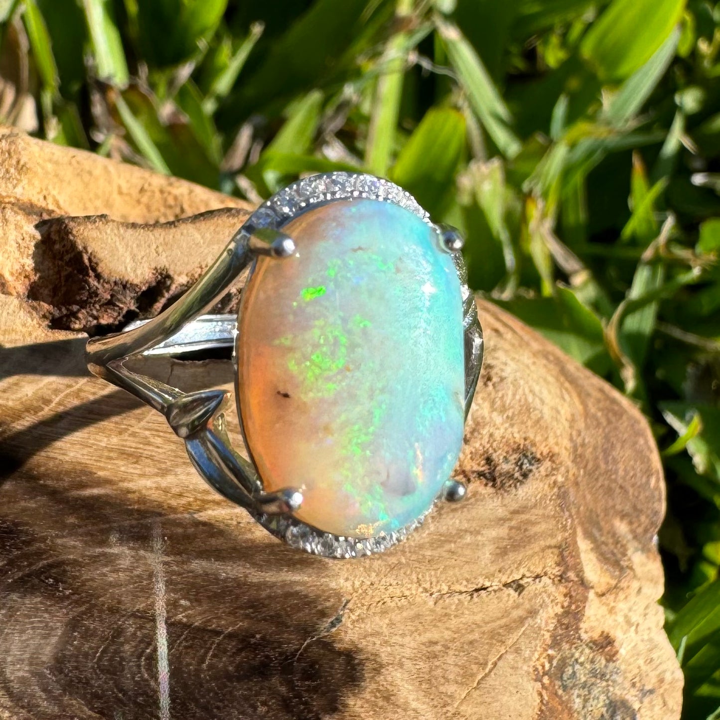 Handcrafted 2.4ct Solid Lighting Ridge Opal Sterling Silver Ring