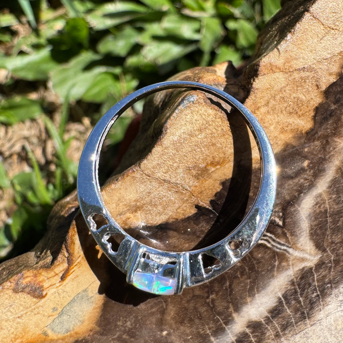 0.4ct Coober Pedy Opal Heart Ring ~ 'Willandra Heart' | 925 Sterling Silver | Solid Australian Opal