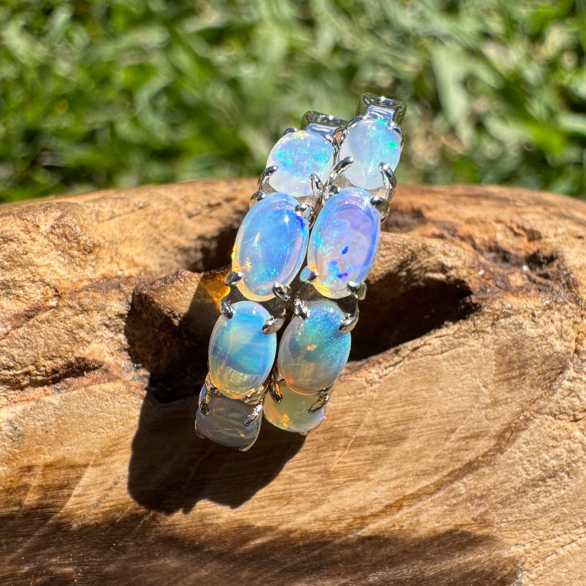 2.4ct Coober Pedy Crystal Opal Huggie Earrings ~ 'Croajingolong Tide' | 925 Sterling Silver | Solid Australian Opal