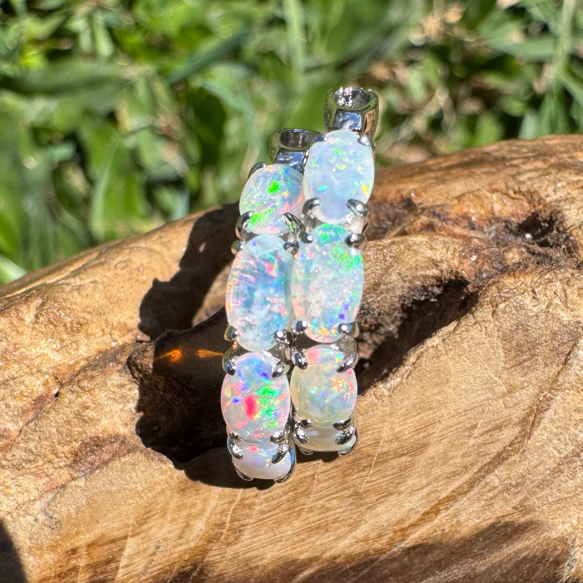 2.4ct Coober Pedy Crystal Opal Huggie Earrings ~ 'Nitmiluk Shimmer' | 925 Sterling Silver | Solid Australian Opal