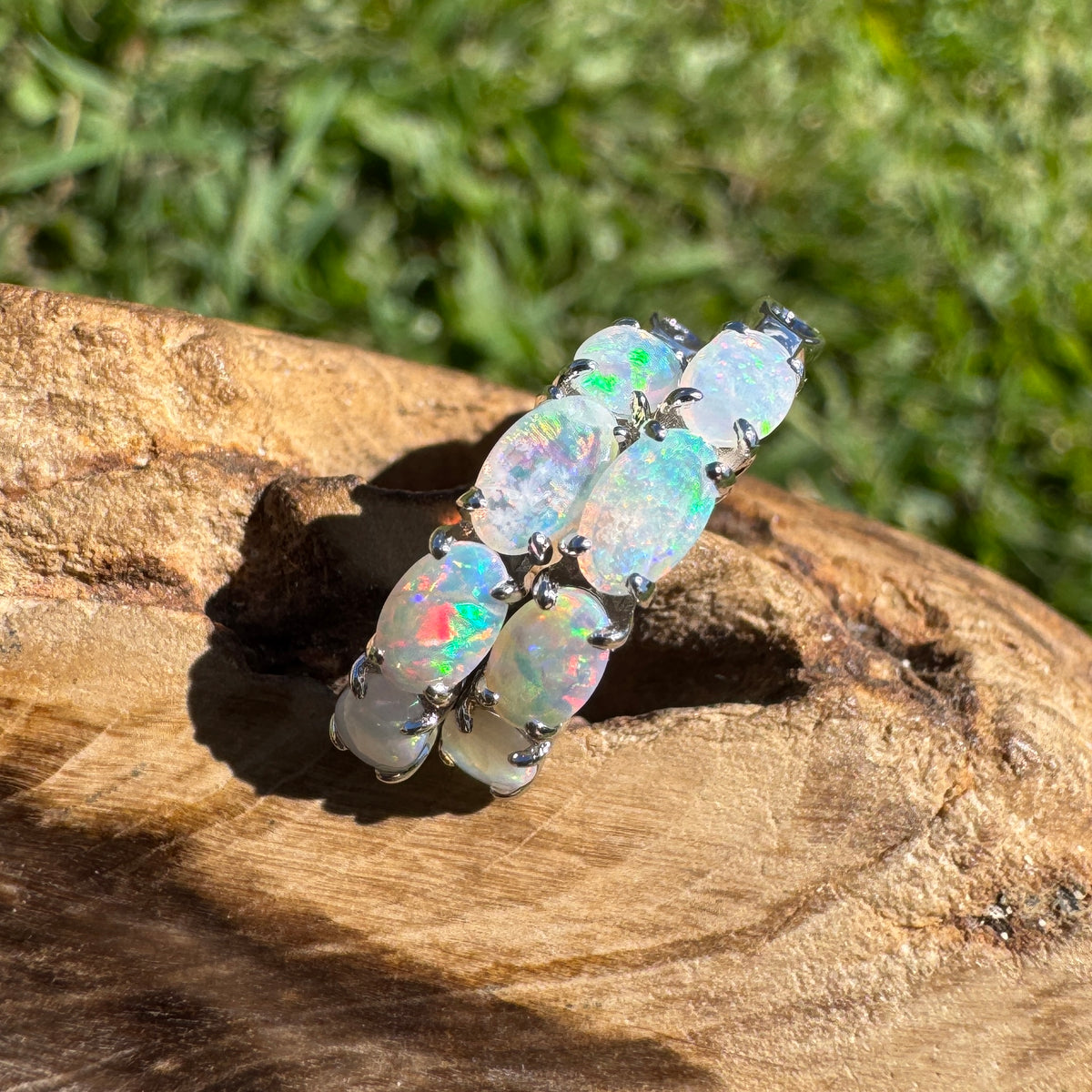 2.4ct Coober Pedy Crystal Opal Huggie Earrings ~ 'Nitmiluk Shimmer' | 925 Sterling Silver | Solid Australian Opal