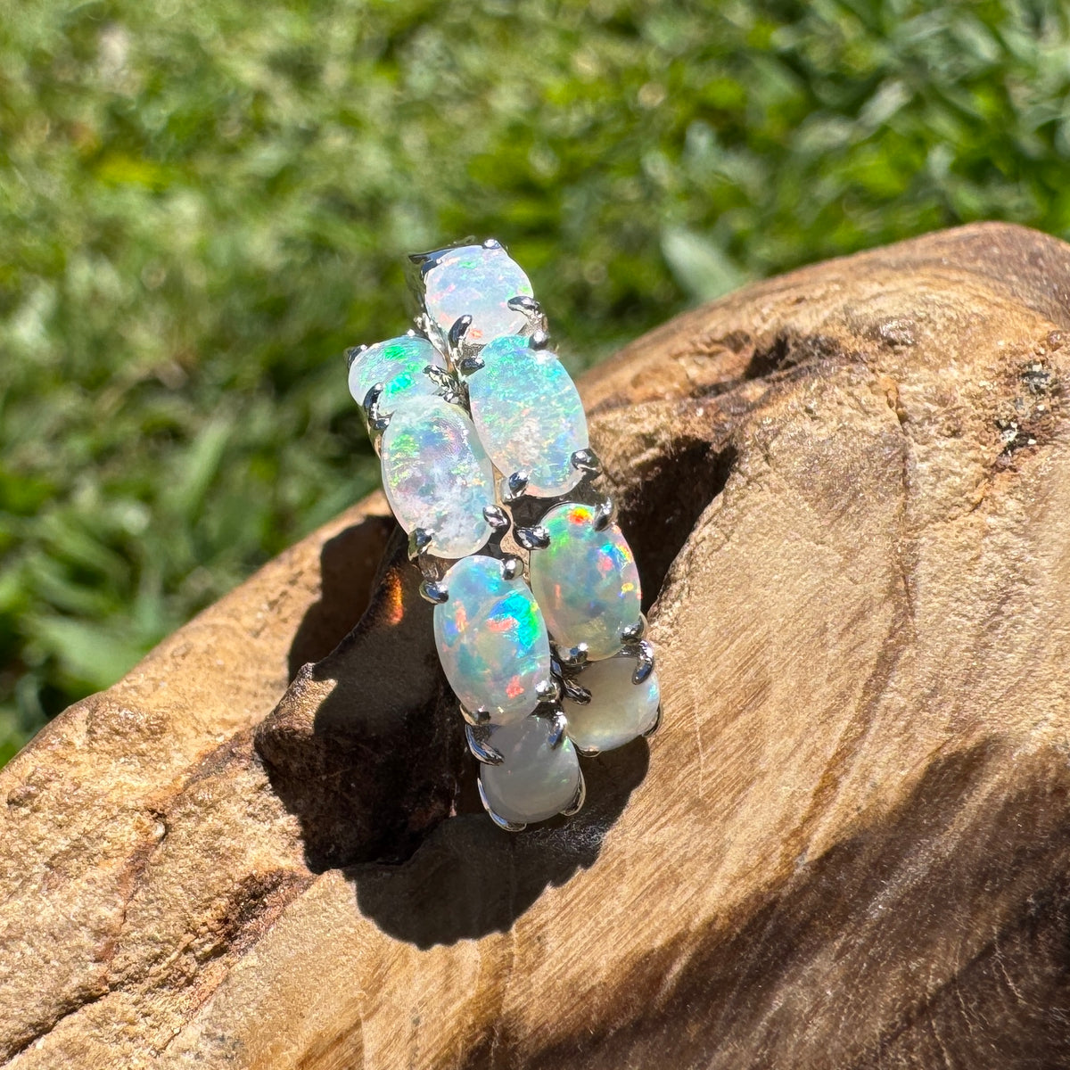 2.4ct Coober Pedy Crystal Opal Huggie Earrings ~ 'Nitmiluk Shimmer' | 925 Sterling Silver | Solid Australian Opal