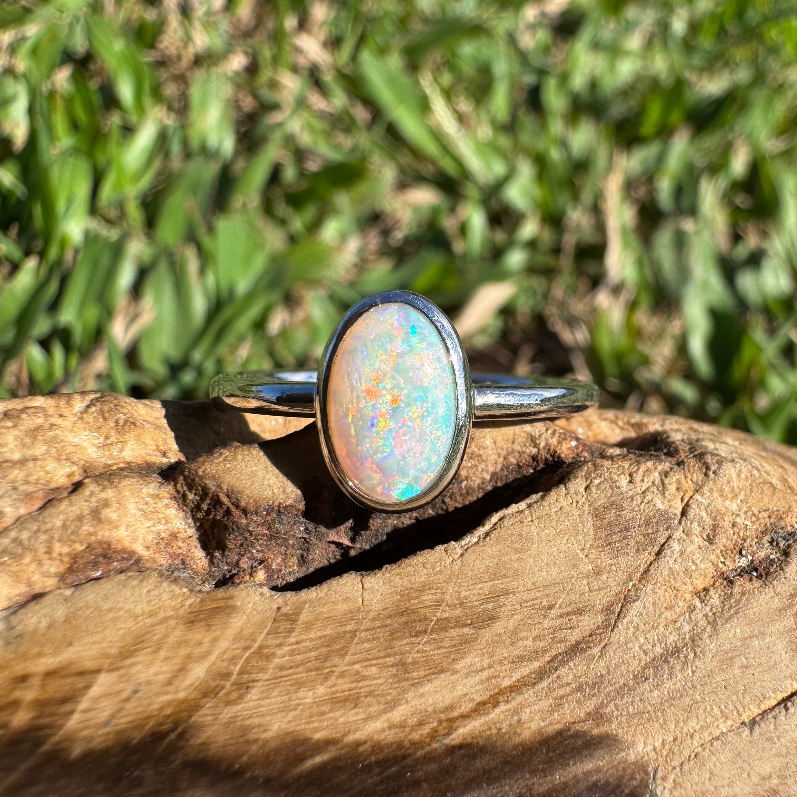 1ct Coober Pedy Opal Ring ~ 'Rainbow Beach Brilliance' | 925 Sterling Silver | Solid Australian Opal