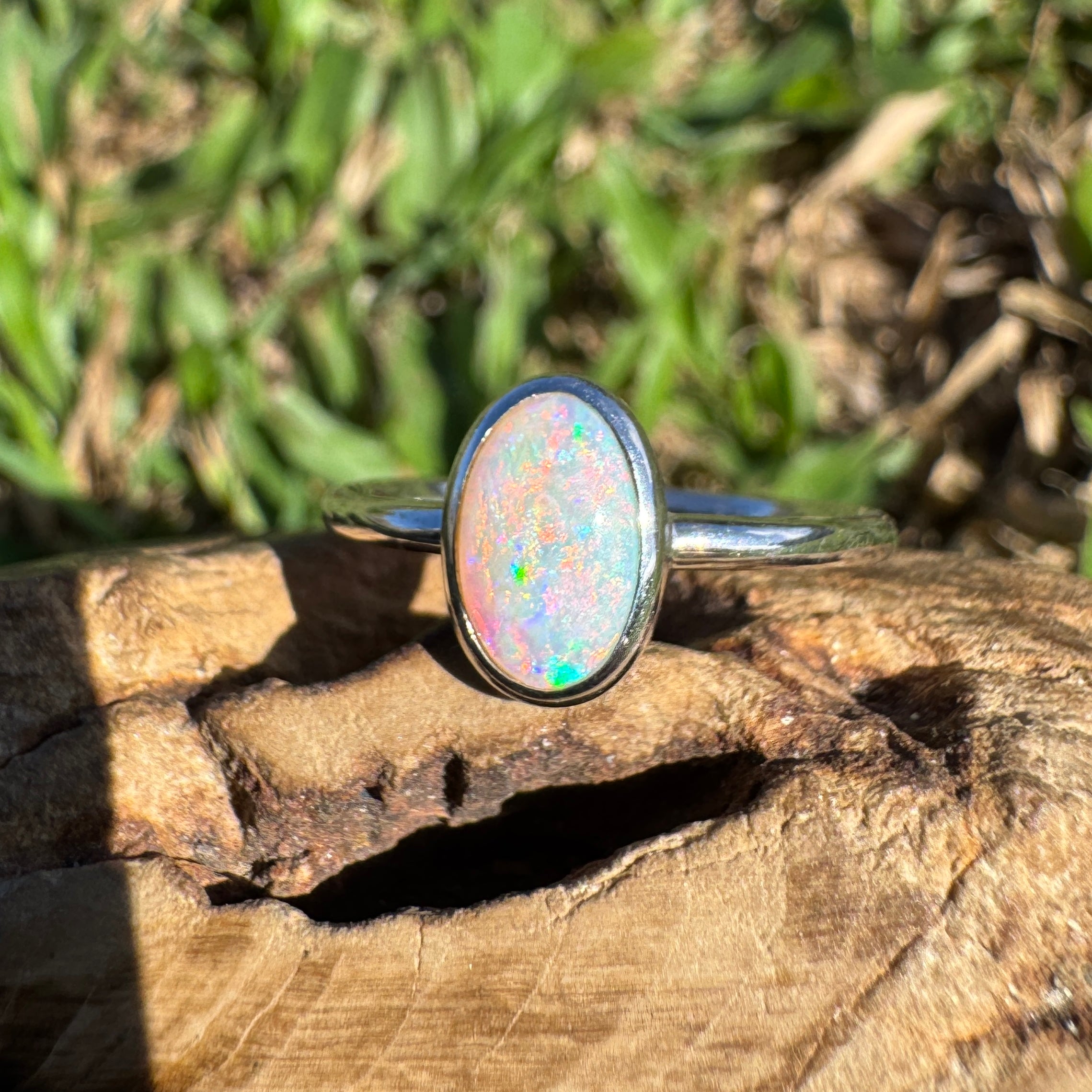 1ct Coober Pedy Opal Ring ~ 'Rainbow Beach Brilliance' | 925 Sterling Silver | Solid Australian Opal