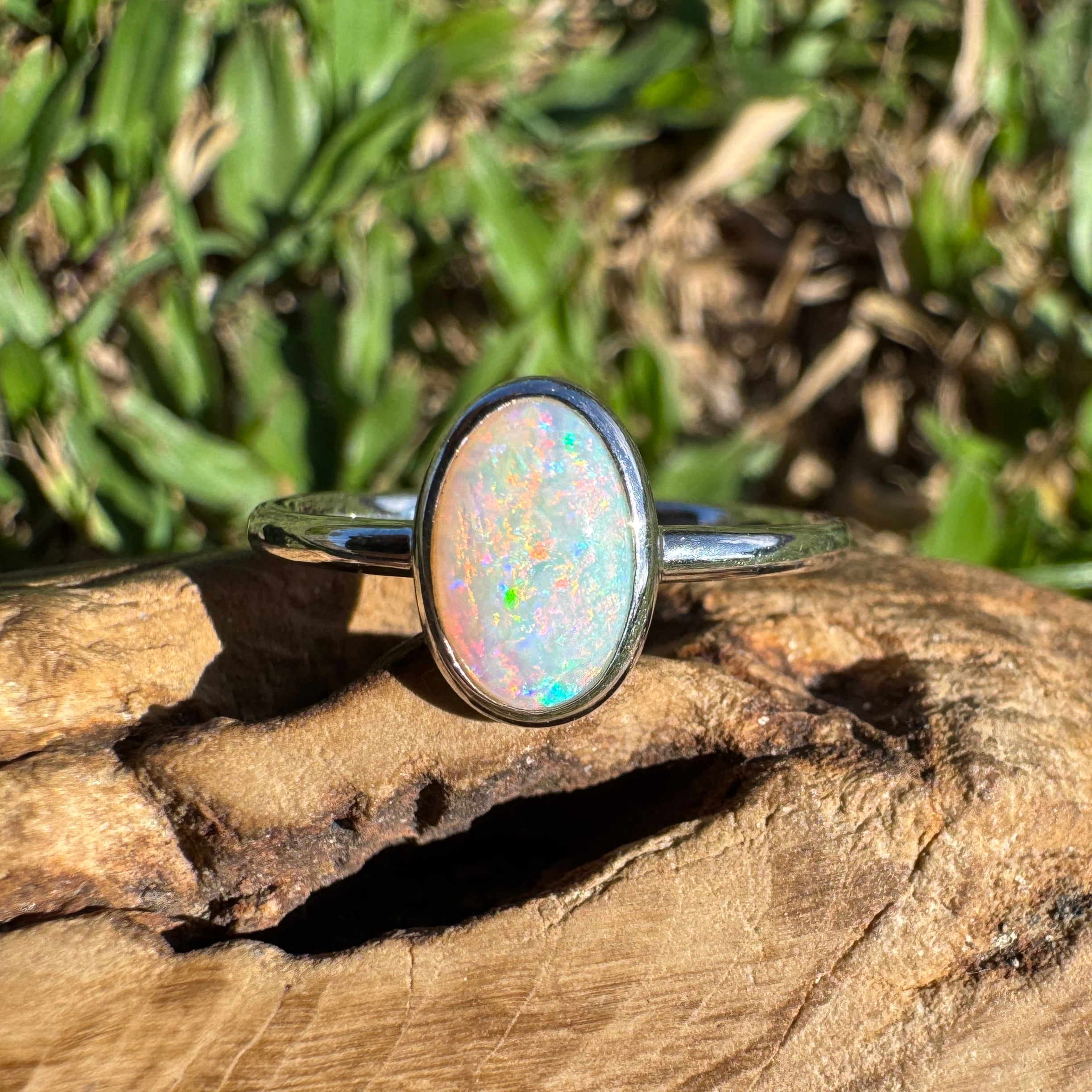 1ct Coober Pedy Opal Ring ~ 'Rainbow Beach Brilliance' | 925 Sterling Silver | Solid Australian Opal