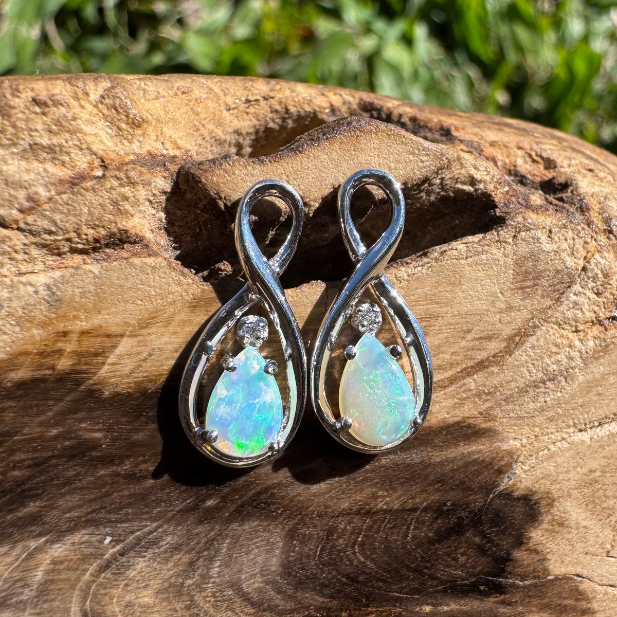 1ct Coober Pedy Crystal Opal Stud Earrings ~ 'Ben Boyd Blues' | 925 Sterling Silver | Solid Australian Opal
