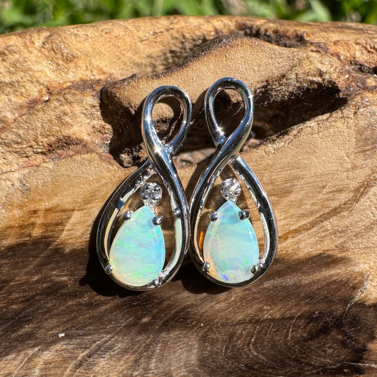 1ct Coober Pedy Opal Stud Earrings ~ 'Washpool Blue' | 925 Sterling Silver | Solid Australian Opal