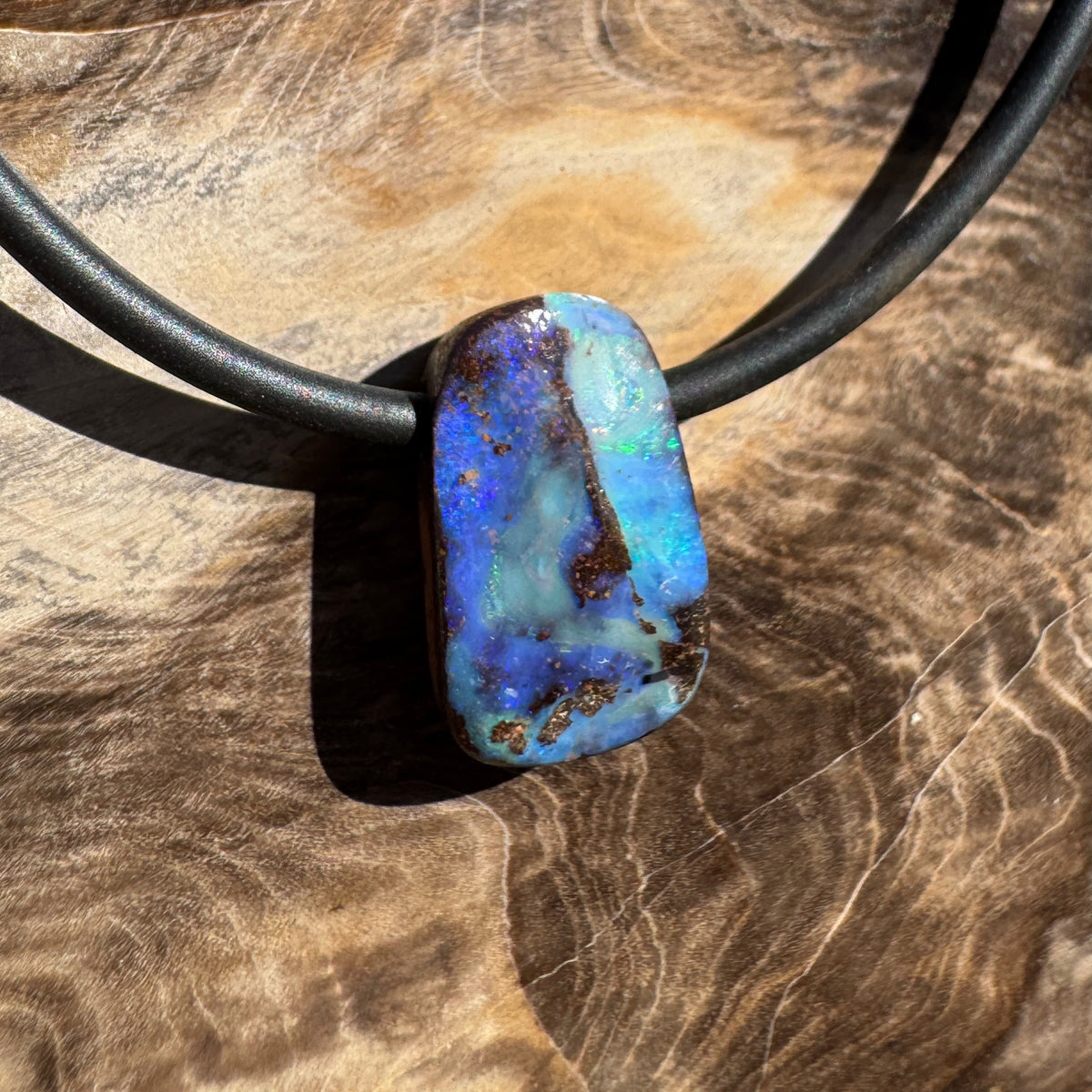 Solid Queensland Boulder Opal Pendant Necklace ~ 'Kakadu Stormveil' | Solid Australian Opal